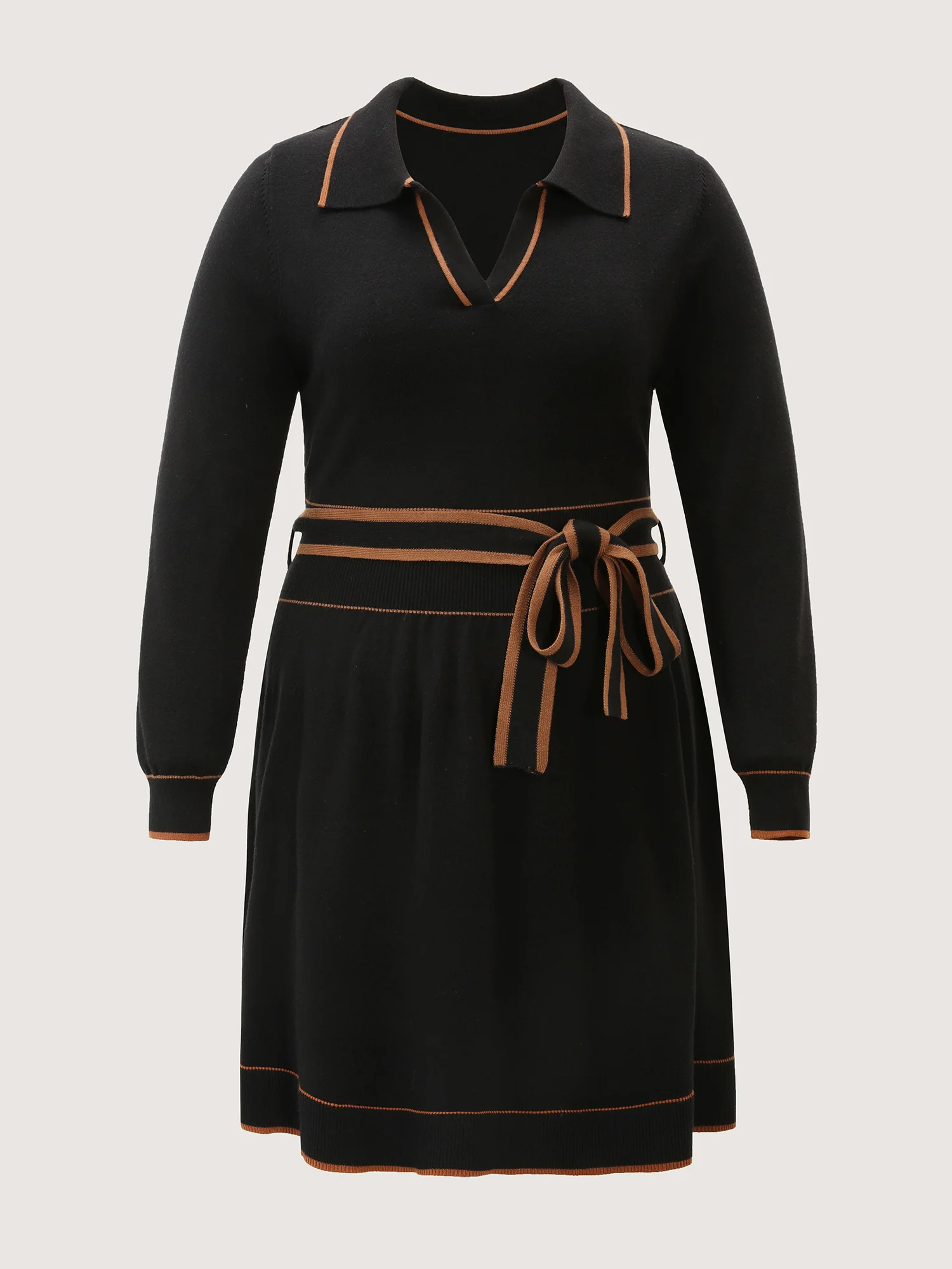 Supersoft Color Contrast Belt Sweater Dress - Image 7