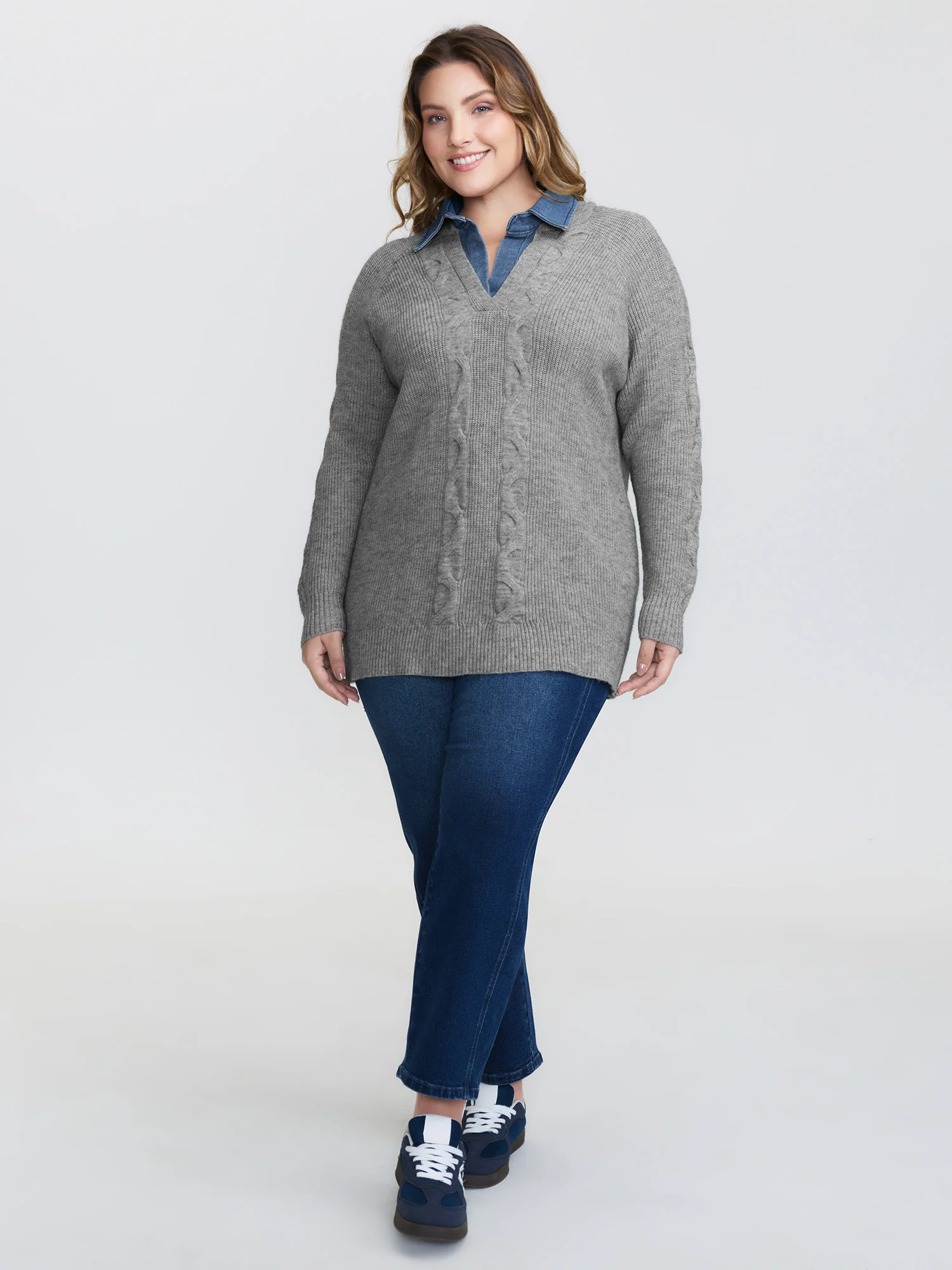 Supersoft Color Contrast Collar Textured Pullover - Image 2