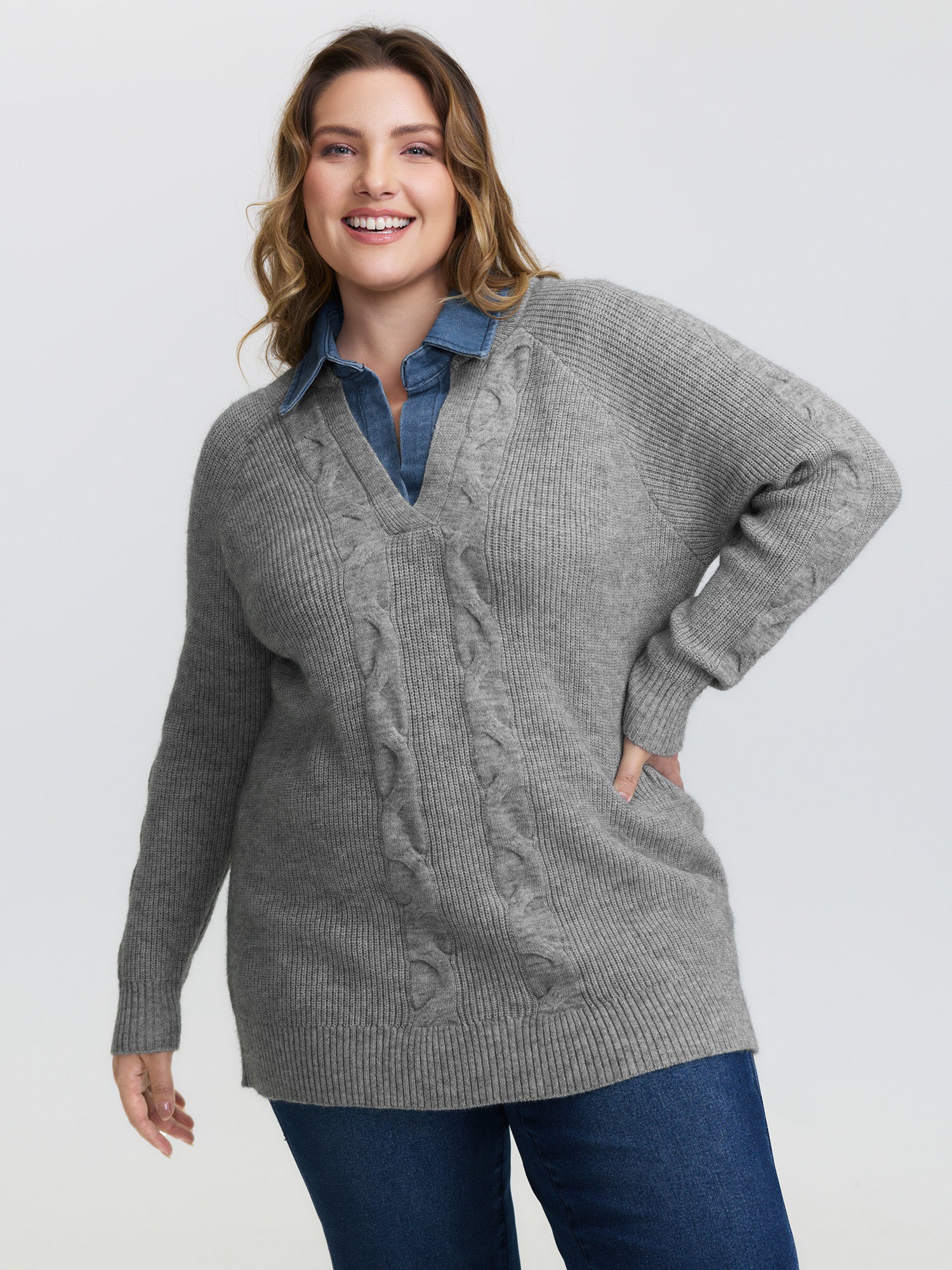Supersoft Color Contrast Collar Textured Pullover - Image 3