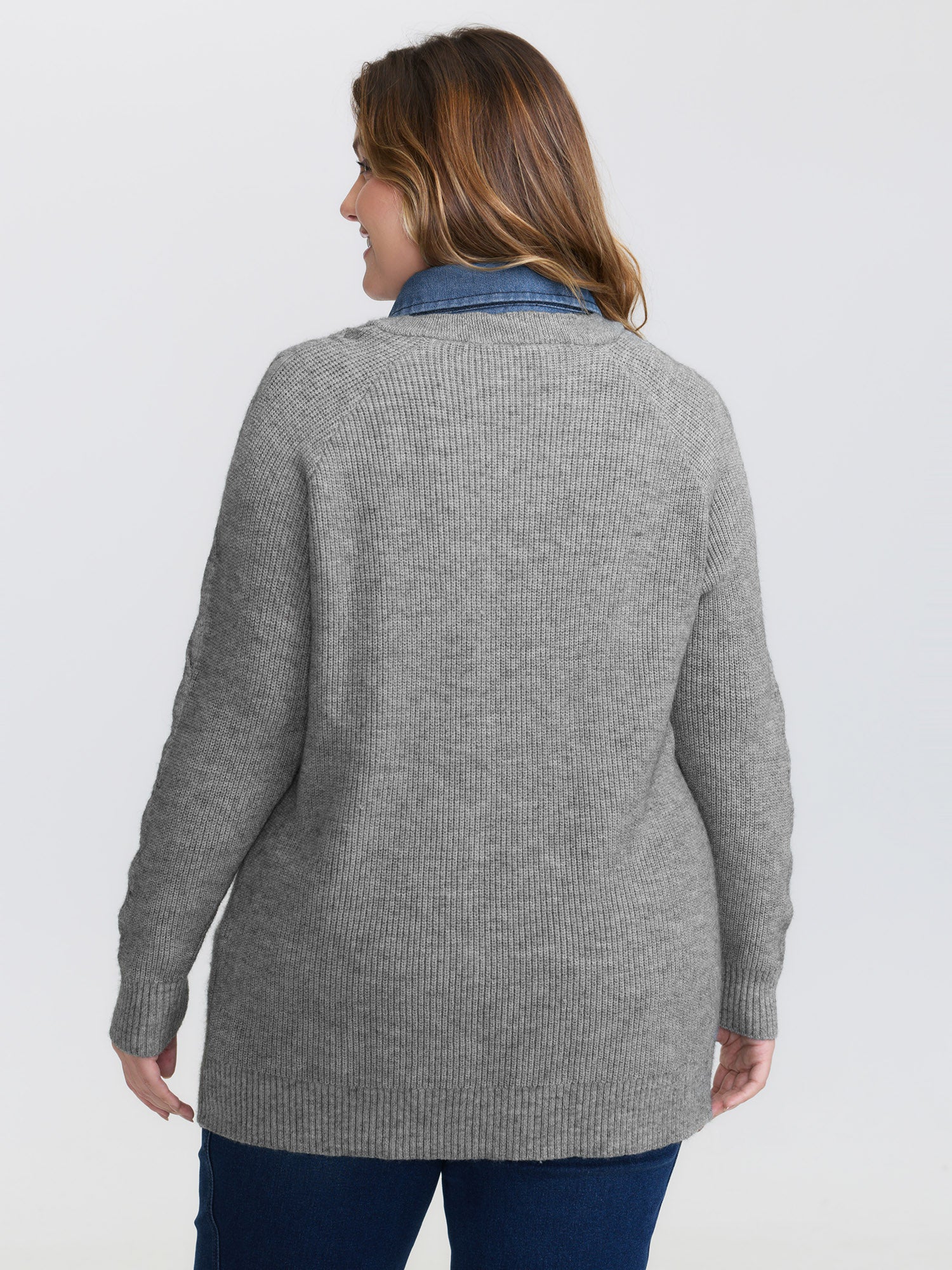Supersoft Color Contrast Collar Textured Pullover - Image 4