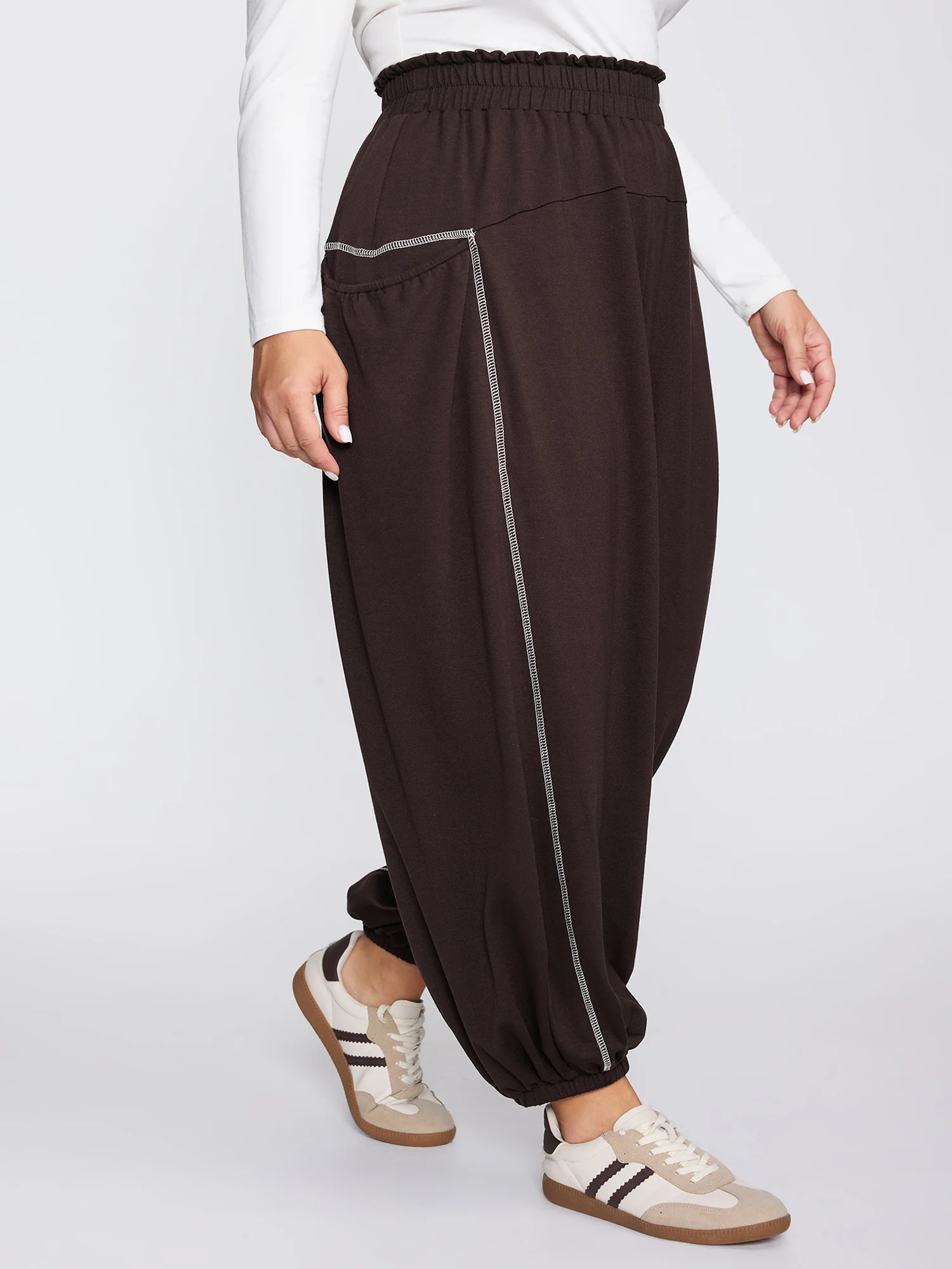 Supersoft Color Contrast Edges Pockets Pants - Image 2