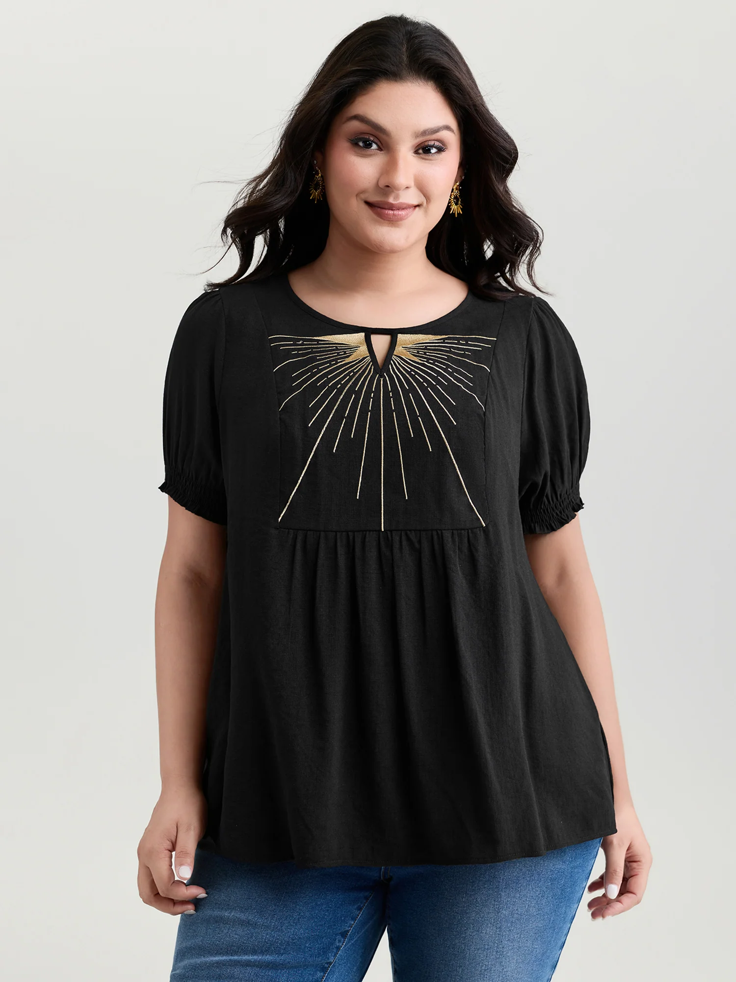 Supersoft Color Contrast Embroidery Blouse - Image 2