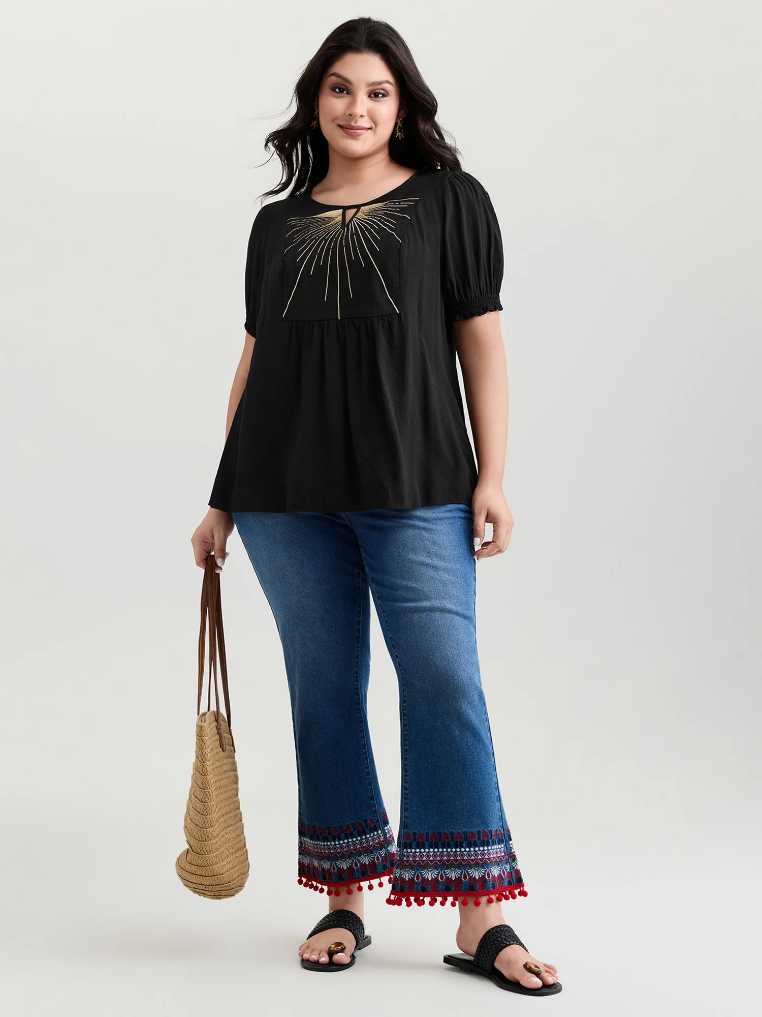 Supersoft Color Contrast Embroidery Blouse - Image 3