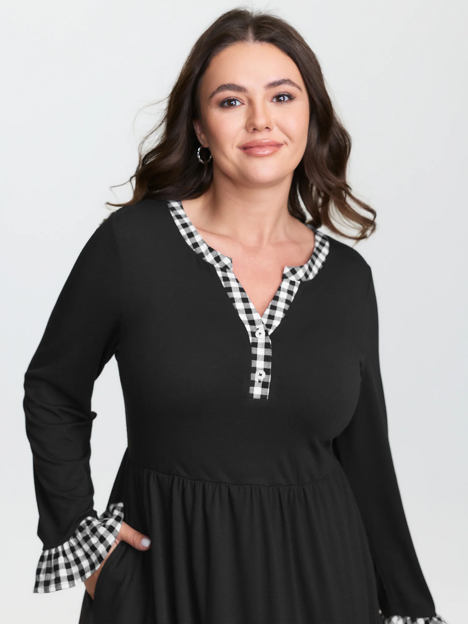 Supersoft Color Contrast Pockets Maxi Dress - Image 2