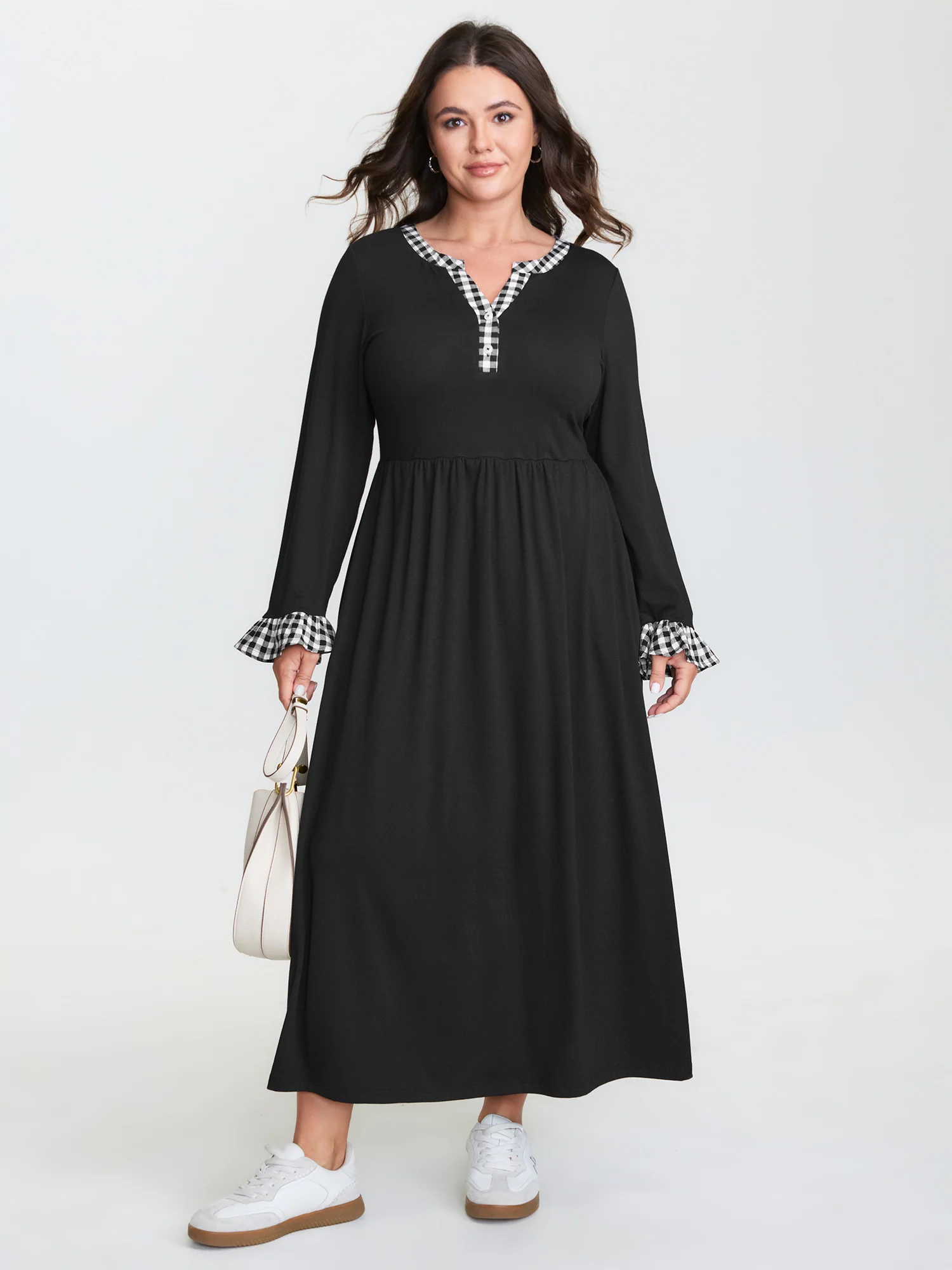 Supersoft Color Contrast Pockets Maxi Dress - Image 3