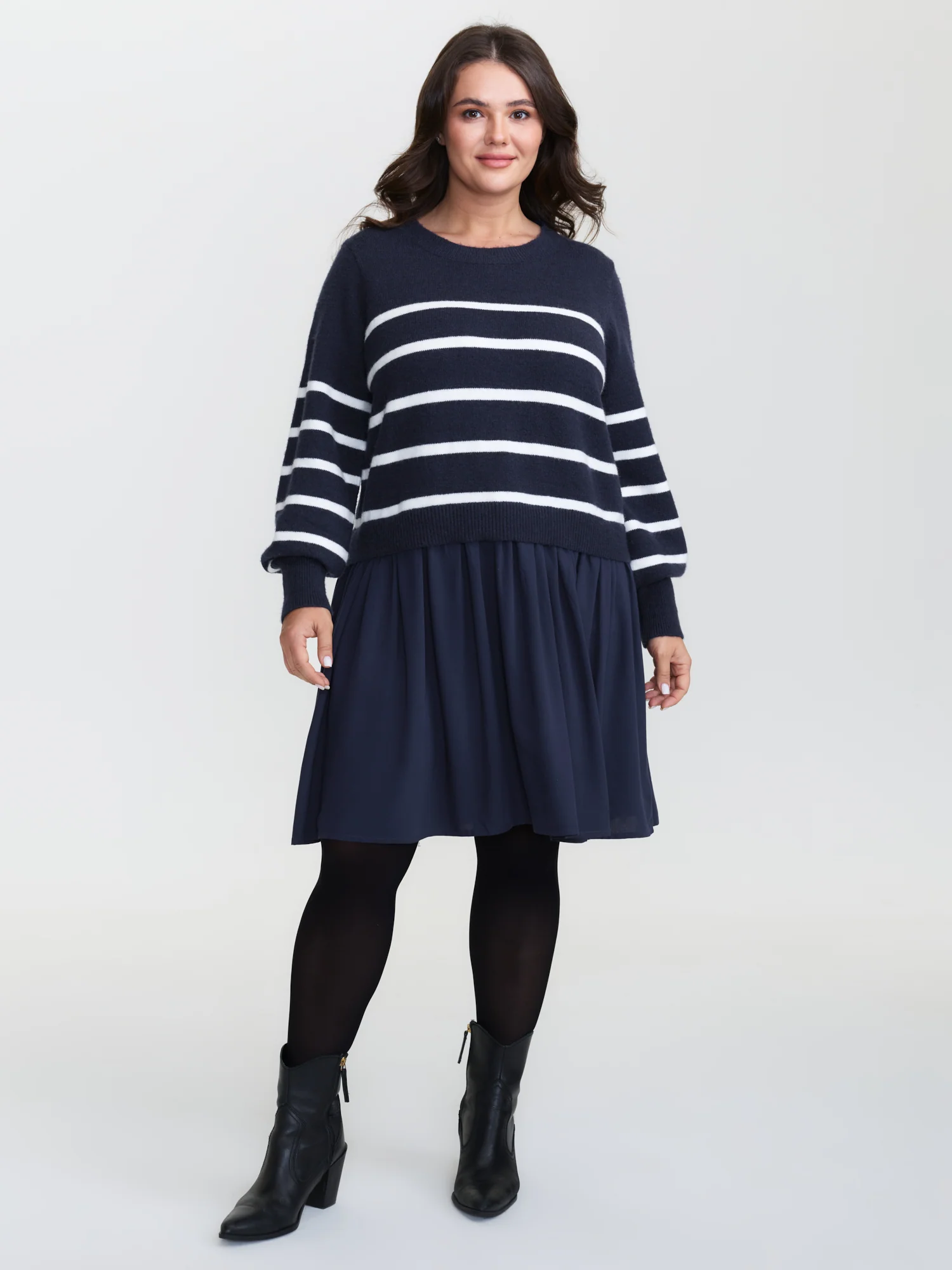 Supersoft Color Contrast Stripe Sweater Dress - Image 3