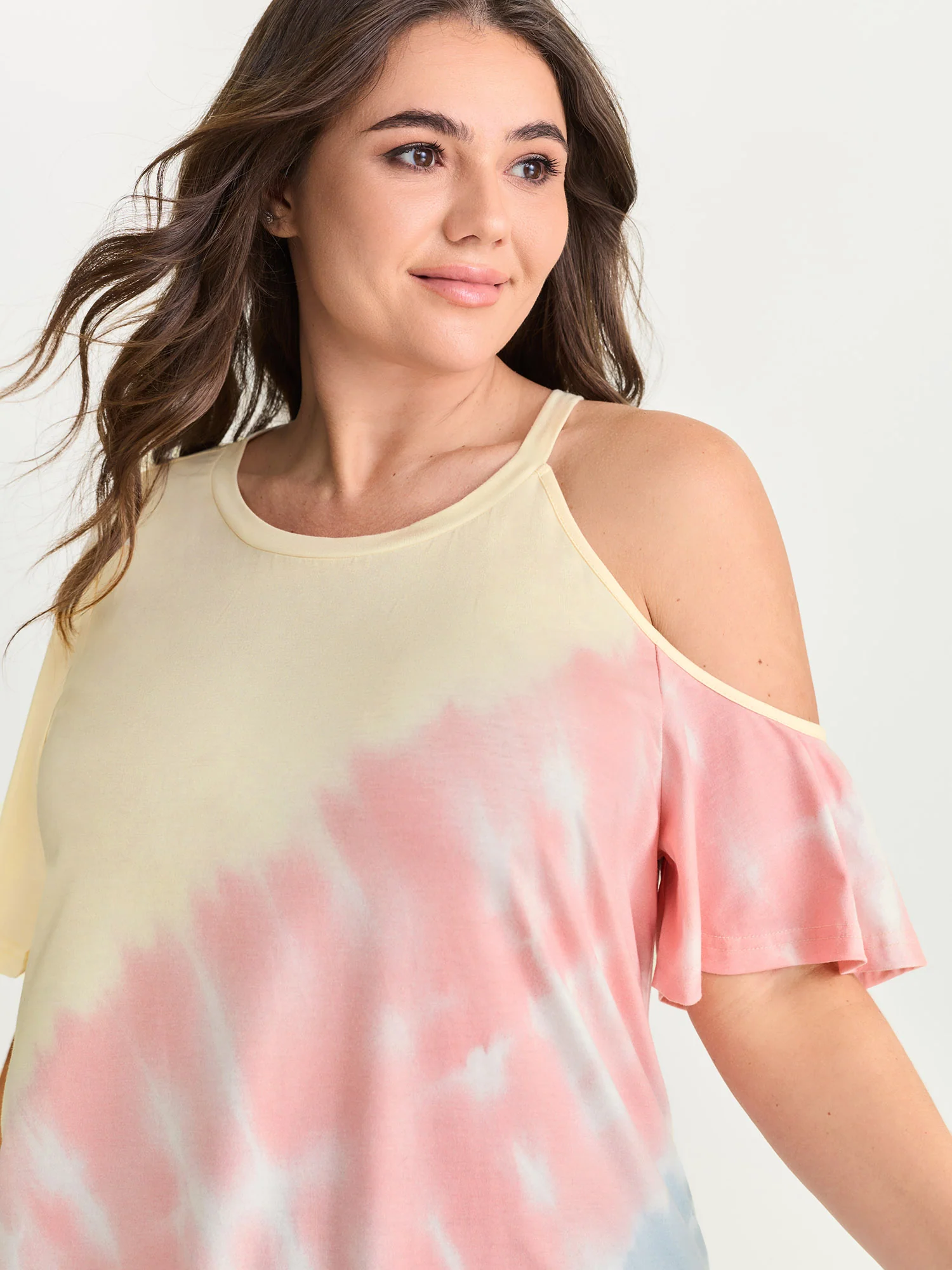Supersoft Color Gradient Cut-Out Shoulder T-Shirt - Image 2