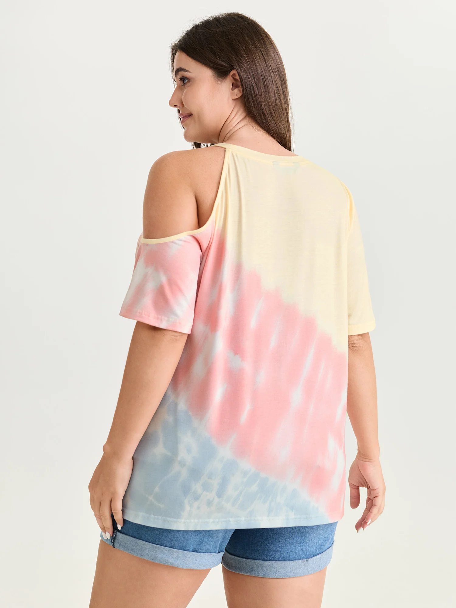 Supersoft Color Gradient Cut-Out Shoulder T-Shirt - Image 4