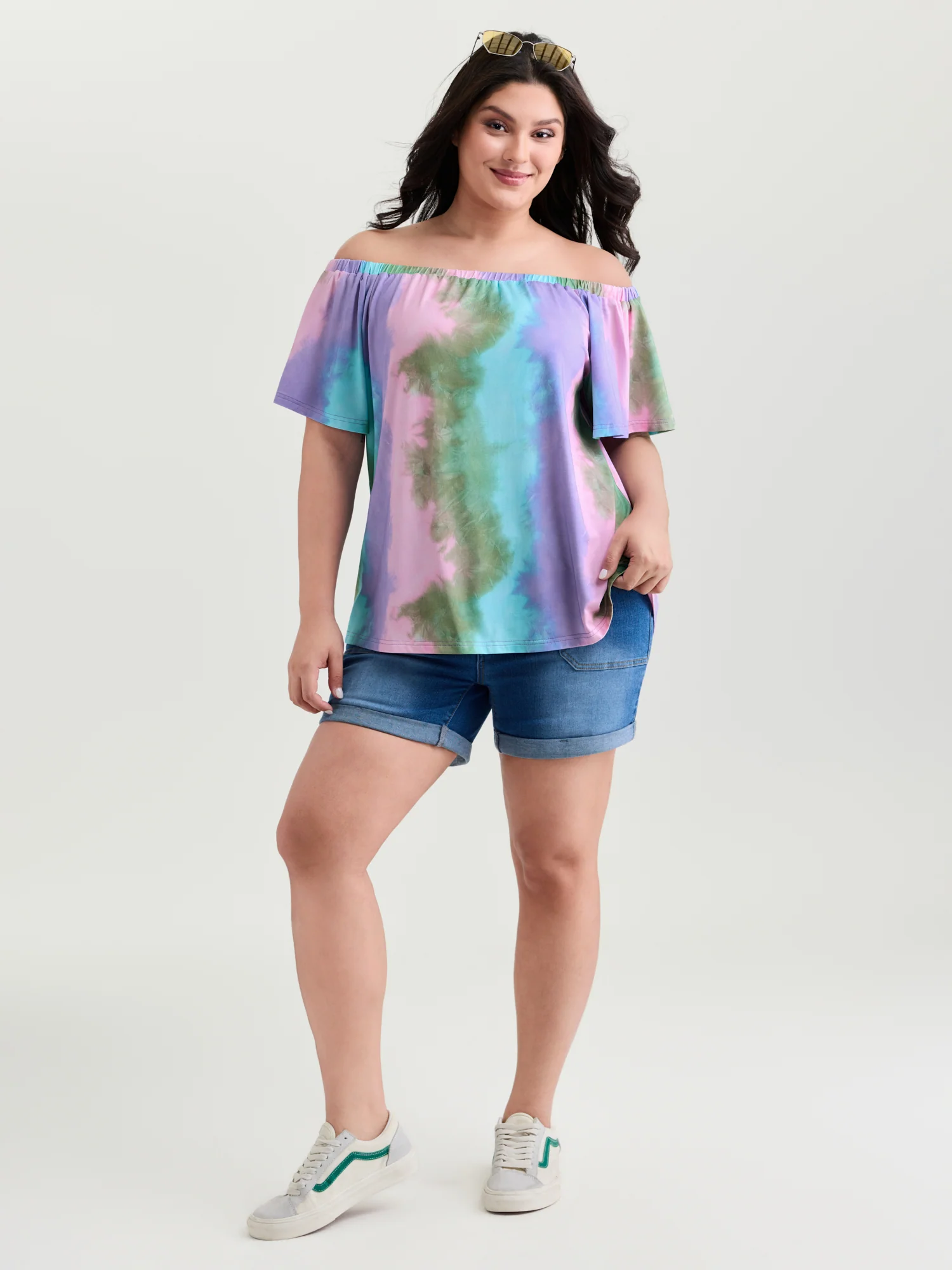 Supersoft Color Gradient Off-Shoulder Top - Image 3