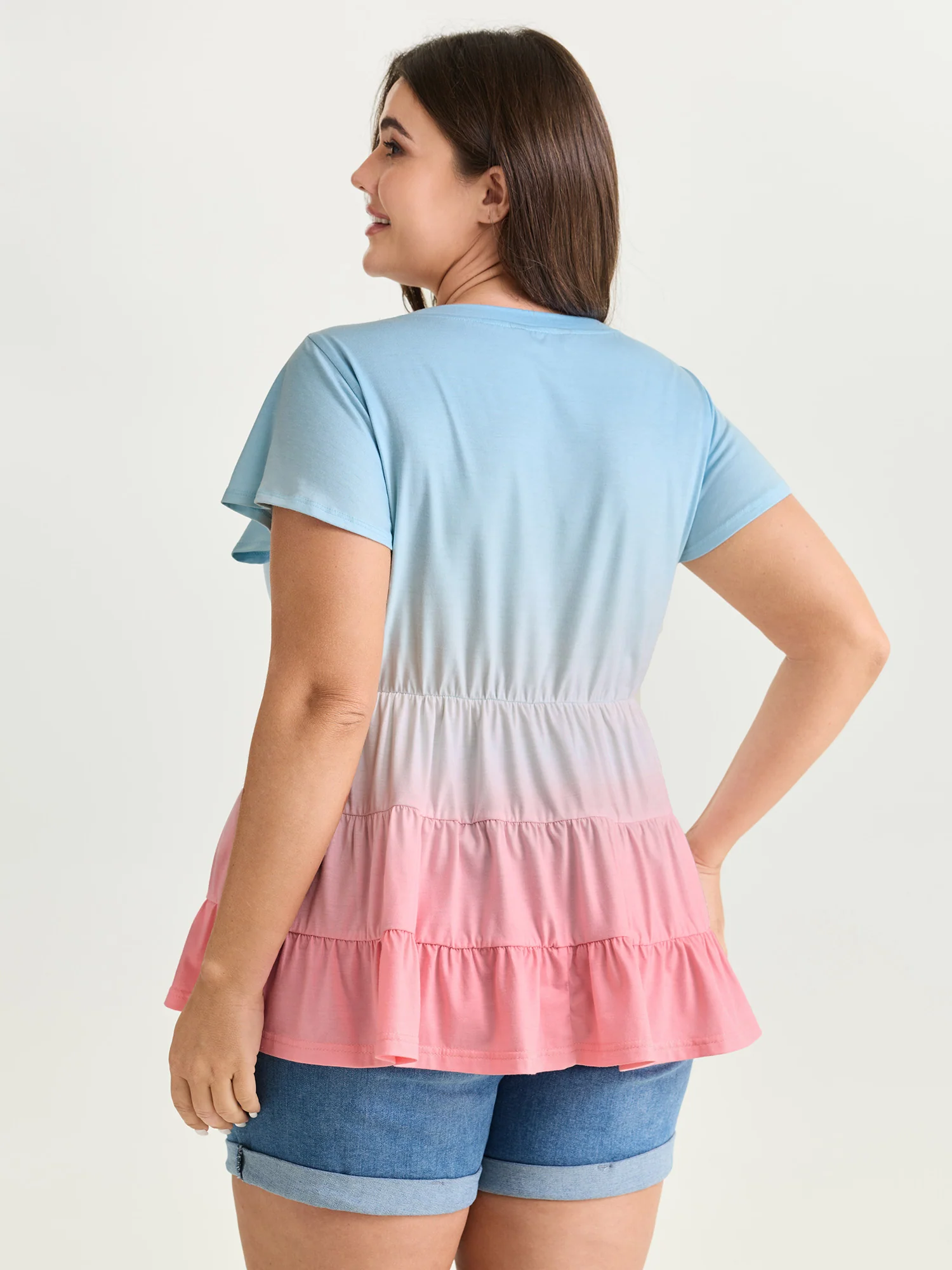 Supersoft Color Gradient Ruffled Sleeve Knit Top - Image 4