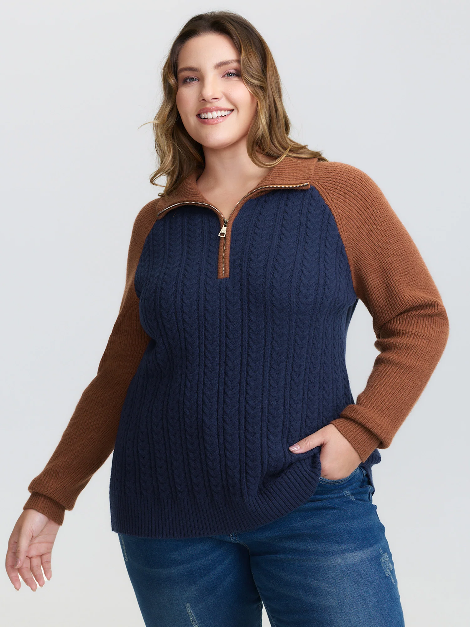 Supersoft Colorblock Half Zipper Pullover - Image 2