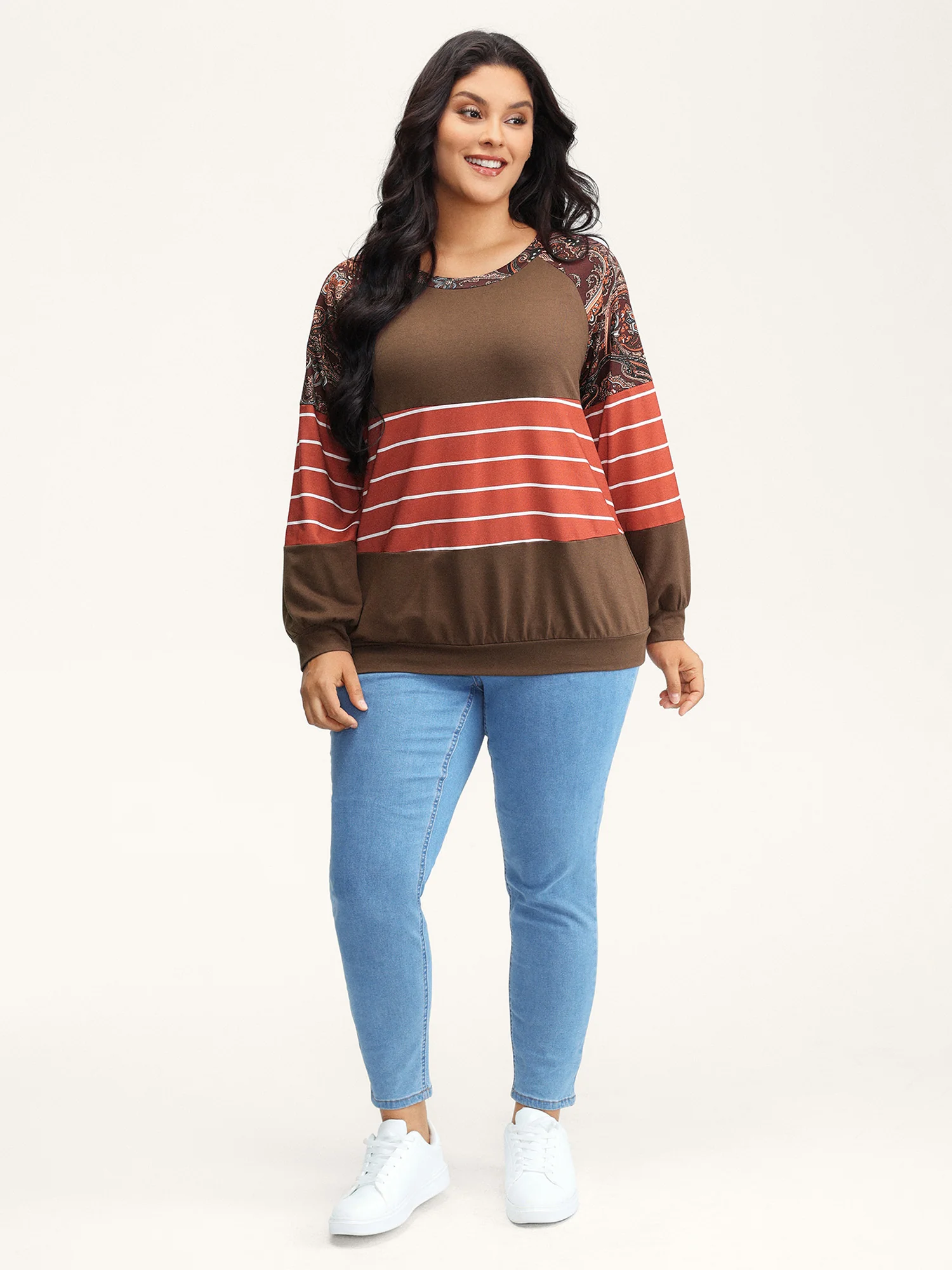 Supersoft Colorblock Paisley Print Sweatshirt - Image 10