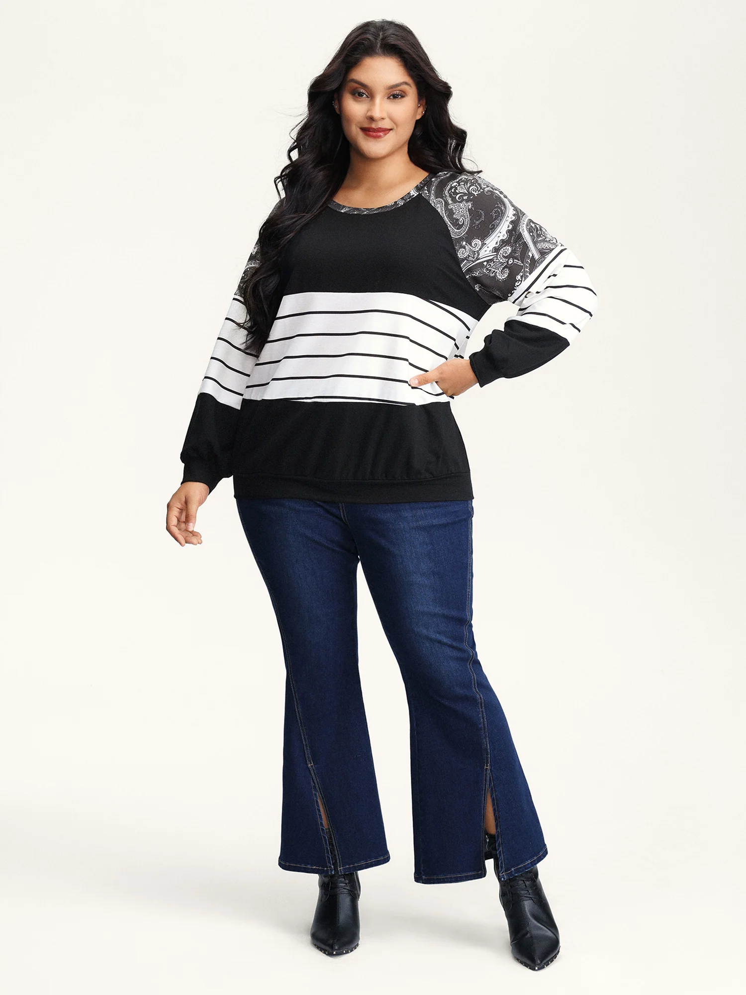 Supersoft Colorblock Paisley Print Sweatshirt - Image 14