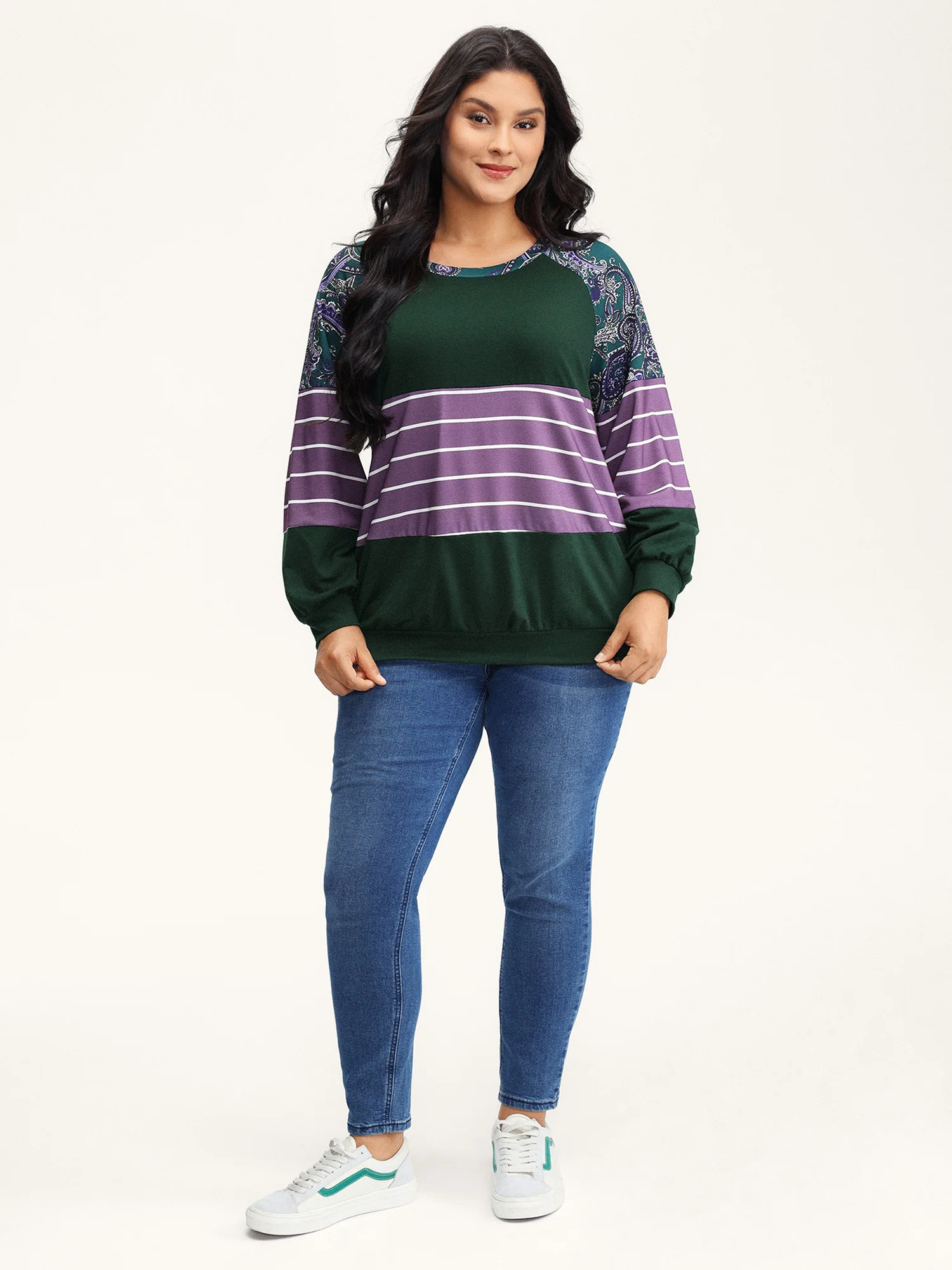 Supersoft Colorblock Paisley Print Sweatshirt - Image 18