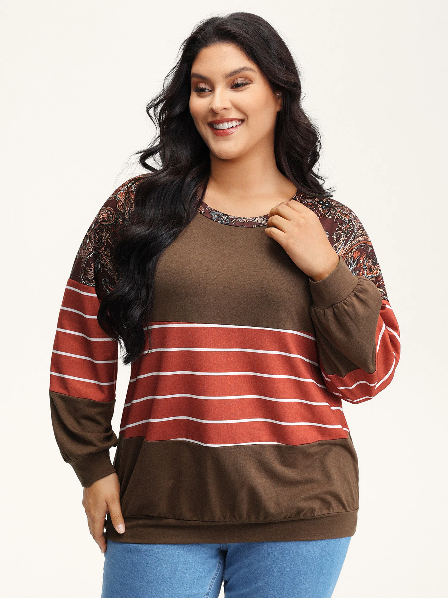 Supersoft Colorblock Paisley Print Sweatshirt - Image 8