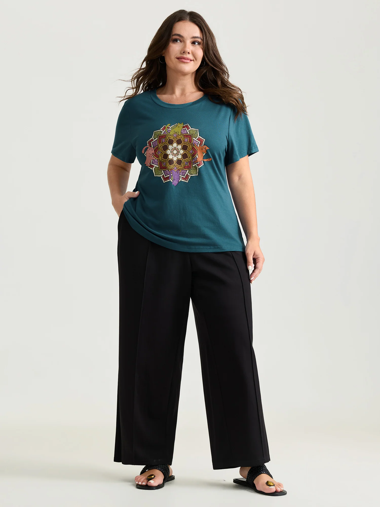 Supersoft Colorful Cats Print T-Shirt - Image 3