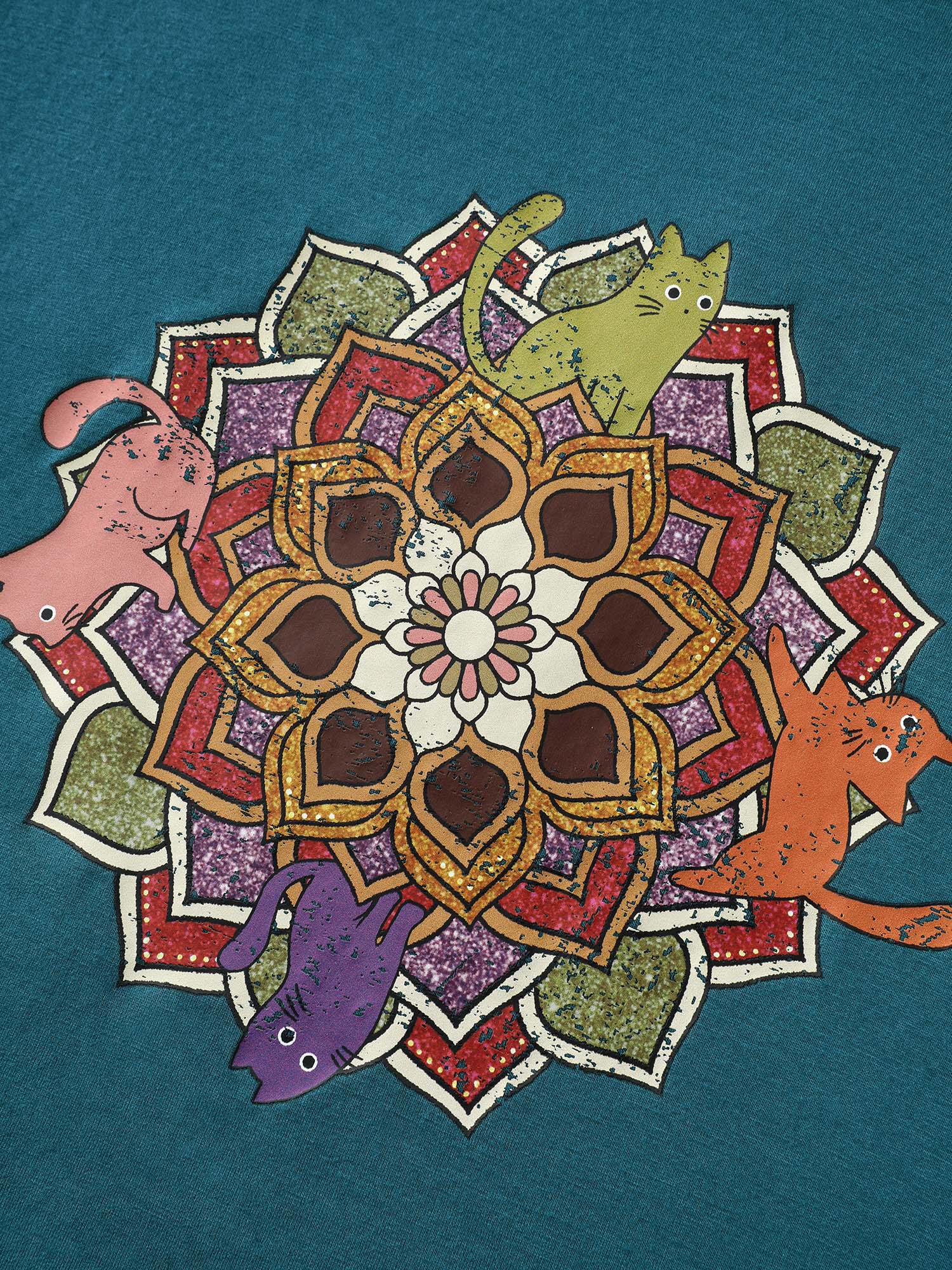 Supersoft Colorful Cats Print T-Shirt - Image 6