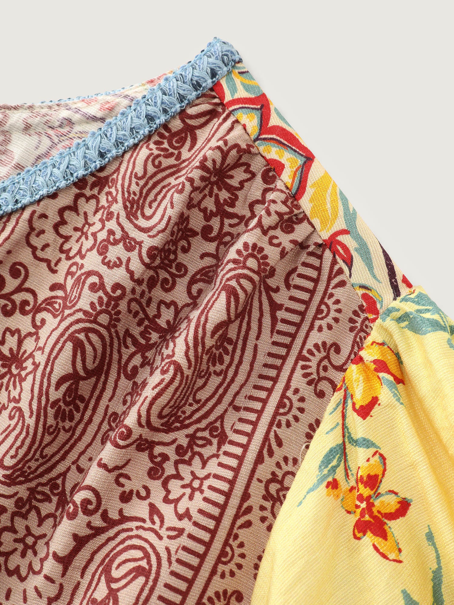 Supersoft Colorful Contrast Patchwork Print Blouse - Image 5