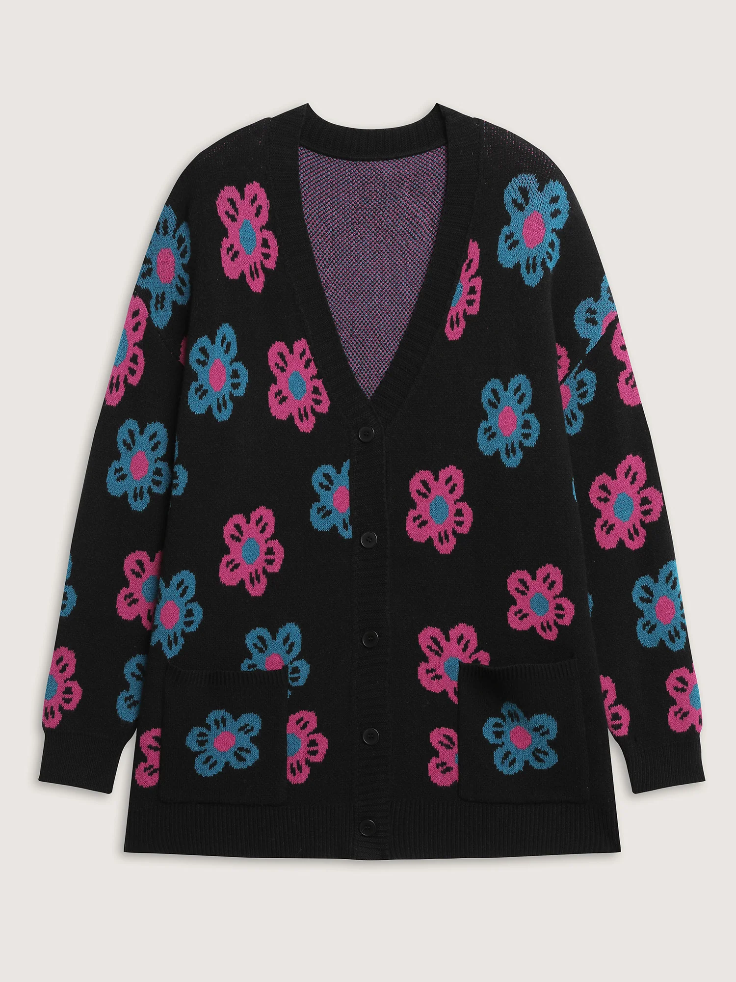 Supersoft Colorful Floral Drop Shoulder Knit Cardigan - Image 9