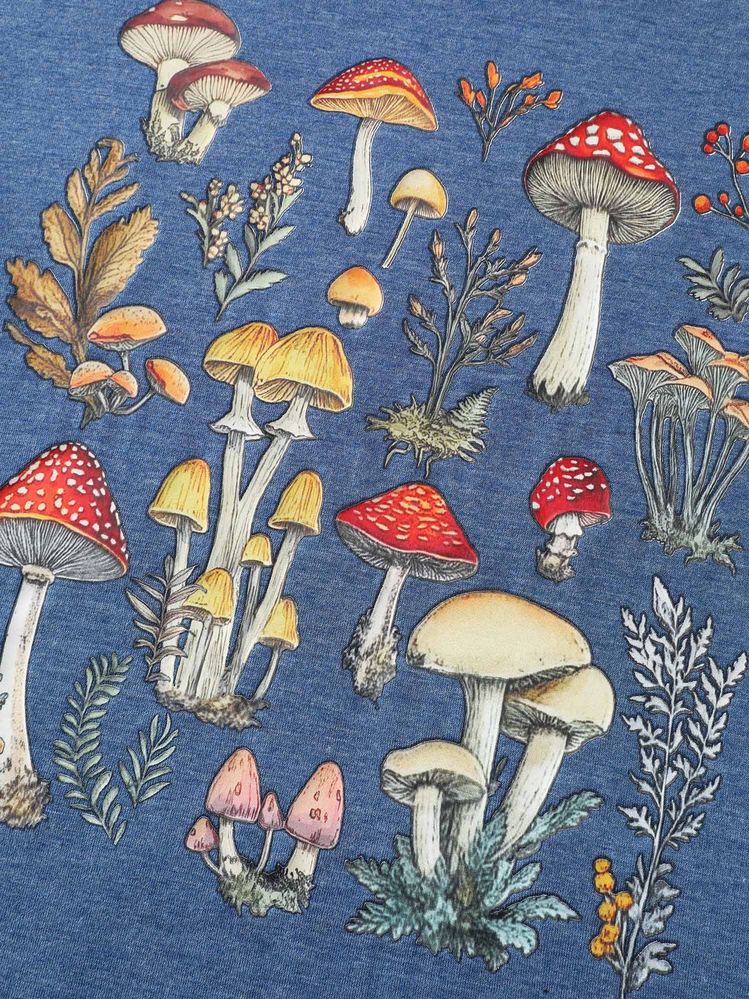 Supersoft Colorful Mushroom Pattern Heather T-Shirt - Image 5