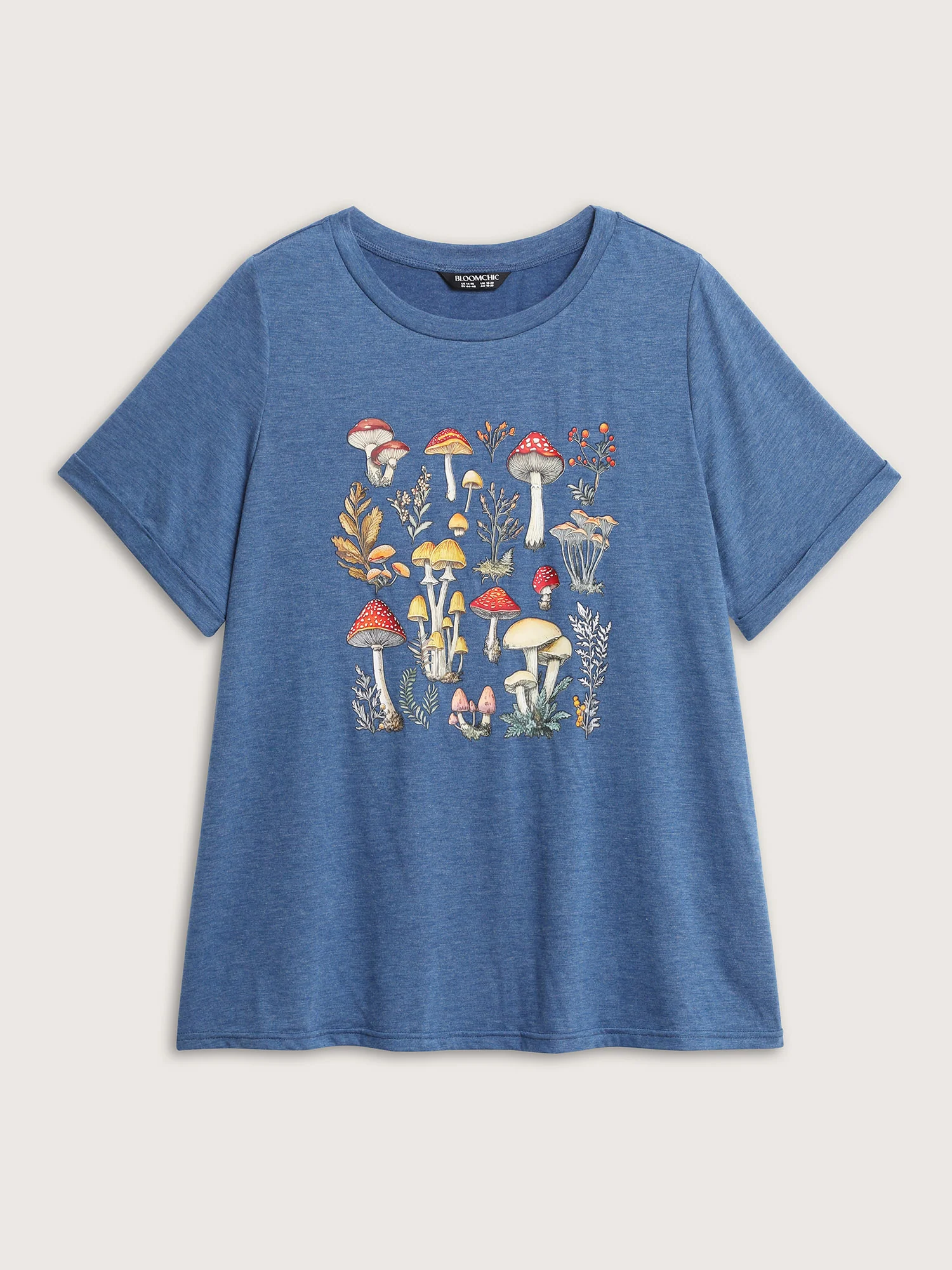Supersoft Colorful Mushroom Pattern Heather T-Shirt - Image 7