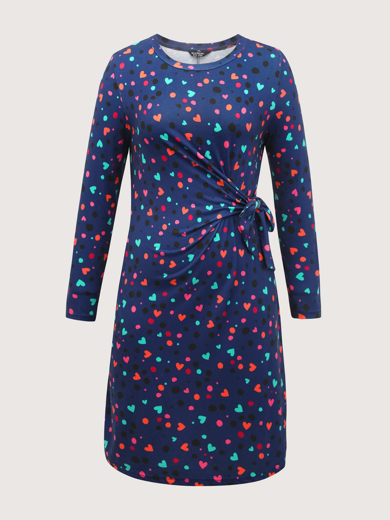 Supersoft Colorful Polka Dot Hearts Knot Midi Dress - Image 5