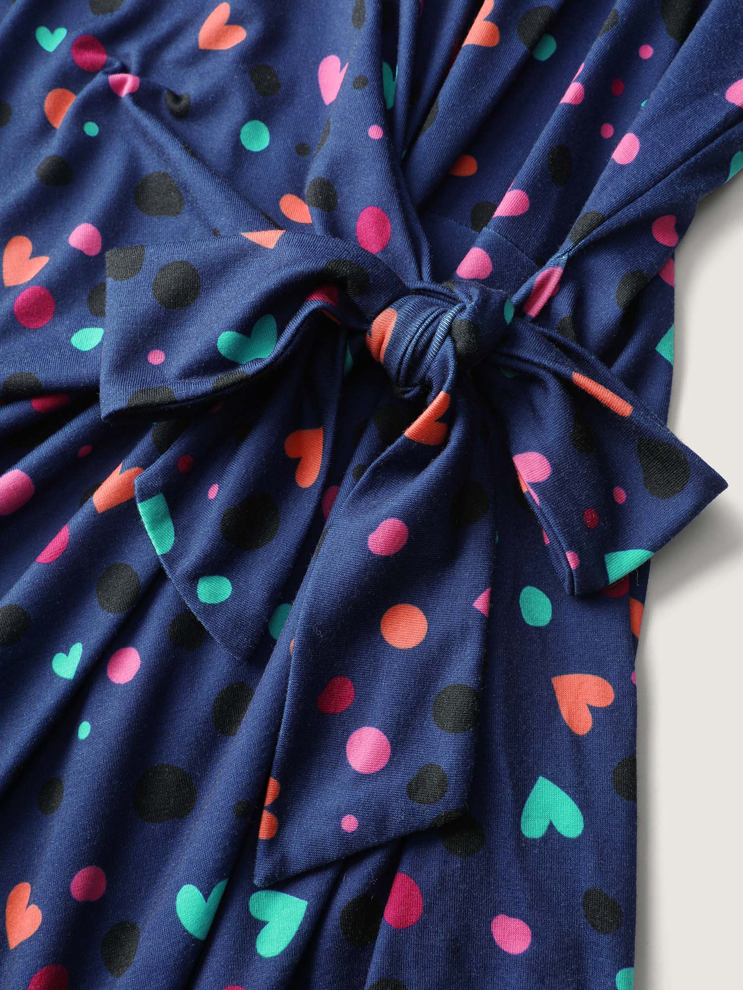 Supersoft Colorful Polka Dot Hearts Knot Midi Dress - Image 6