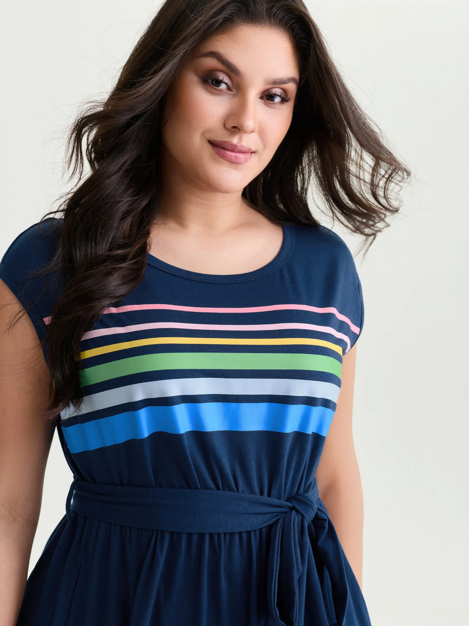 Supersoft Colorful Striped Print Mini Dress - Image 2