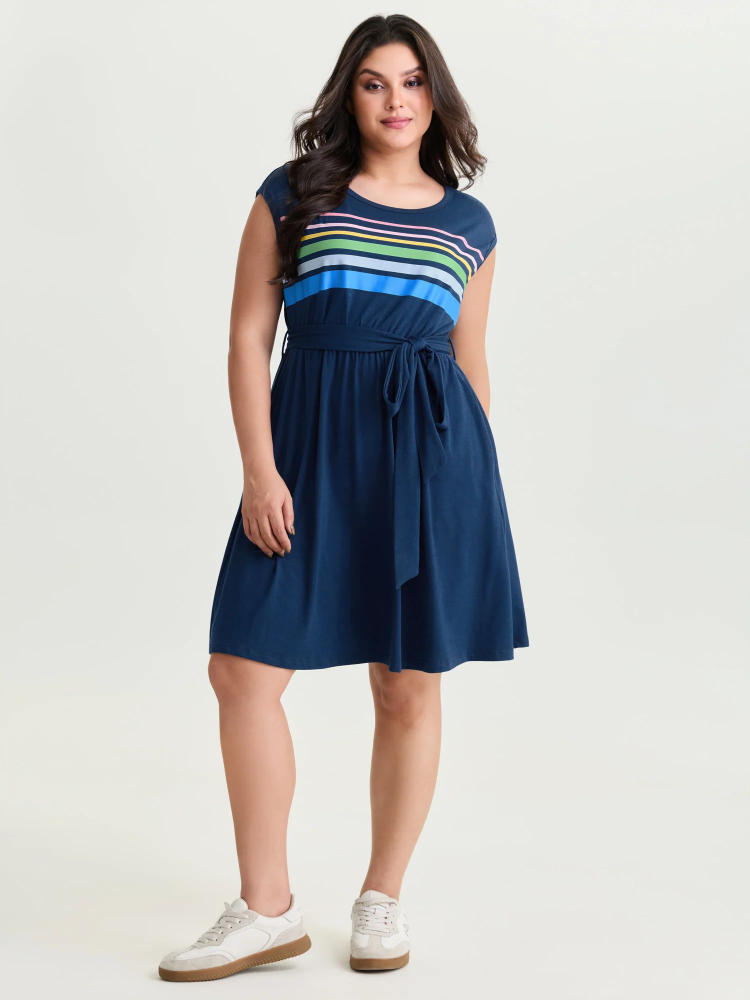 Supersoft Colorful Striped Print Mini Dress - Image 3