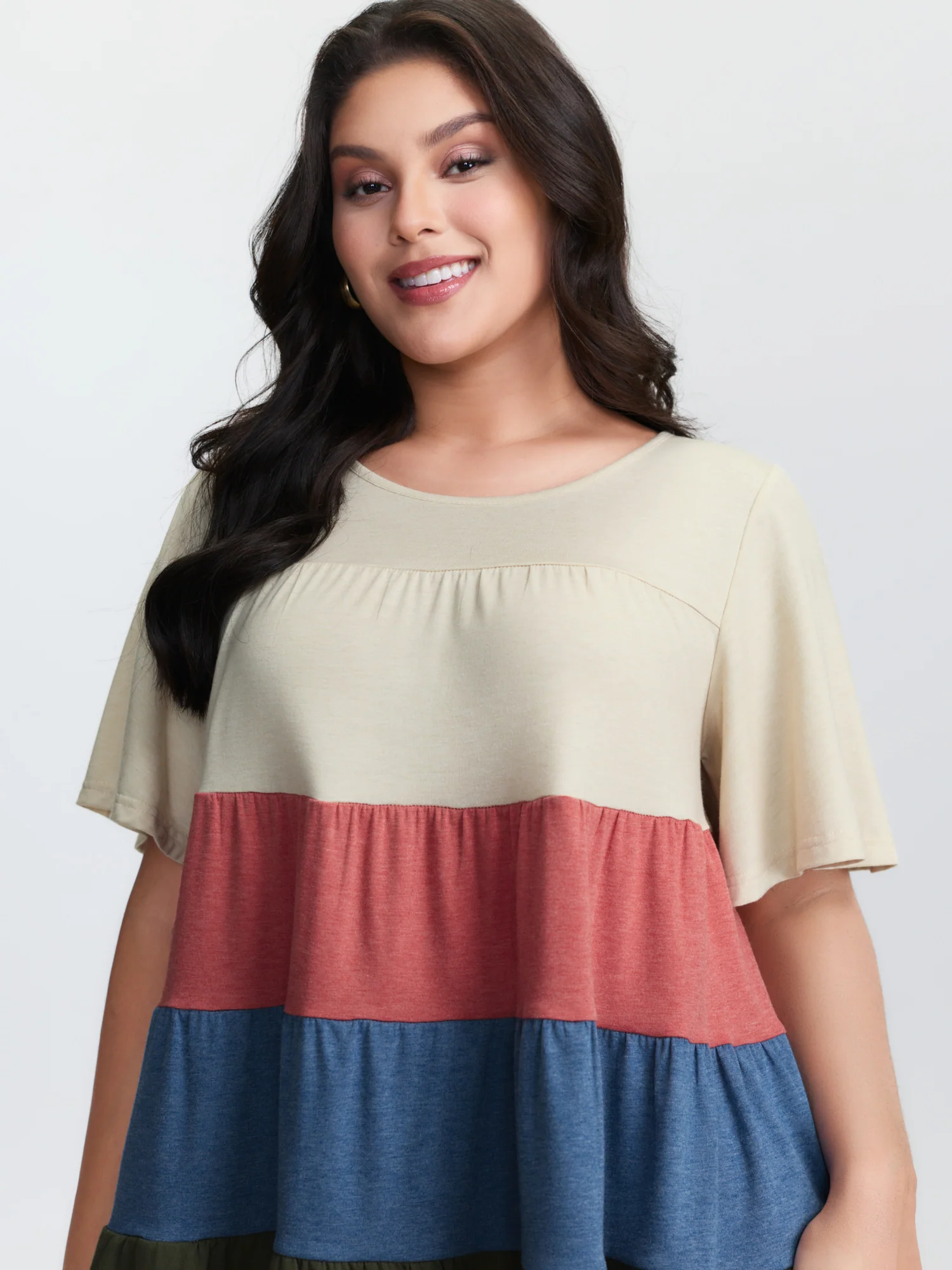 Supersoft Colorful Stripes A-Line Knit Top - Image 2