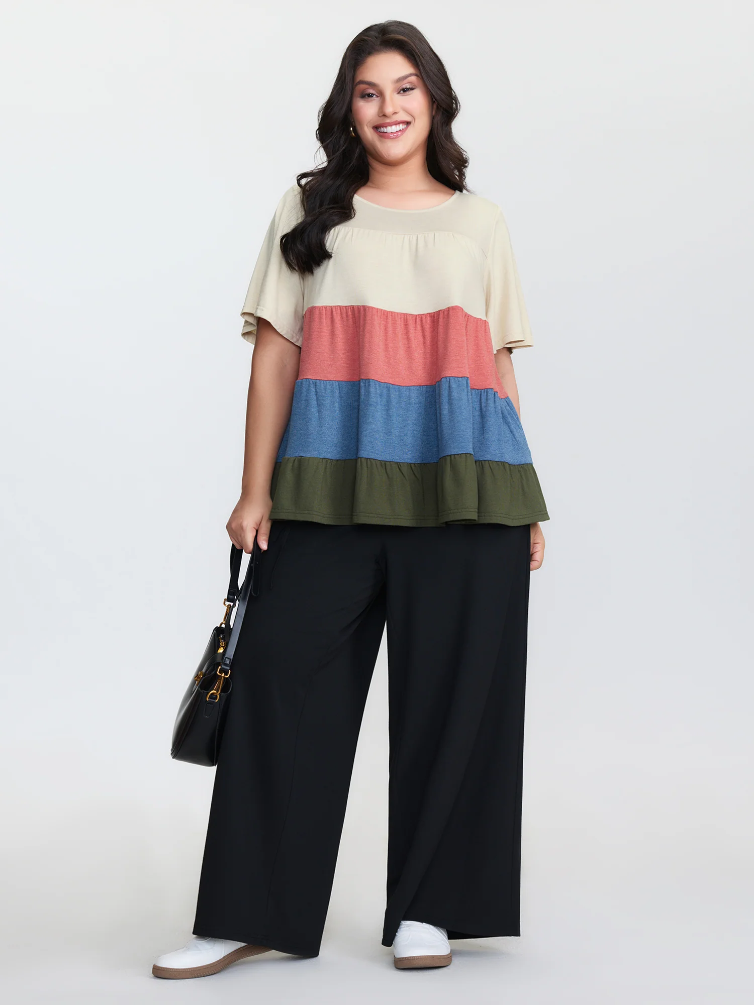 Supersoft Colorful Stripes A-Line Knit Top - Image 3