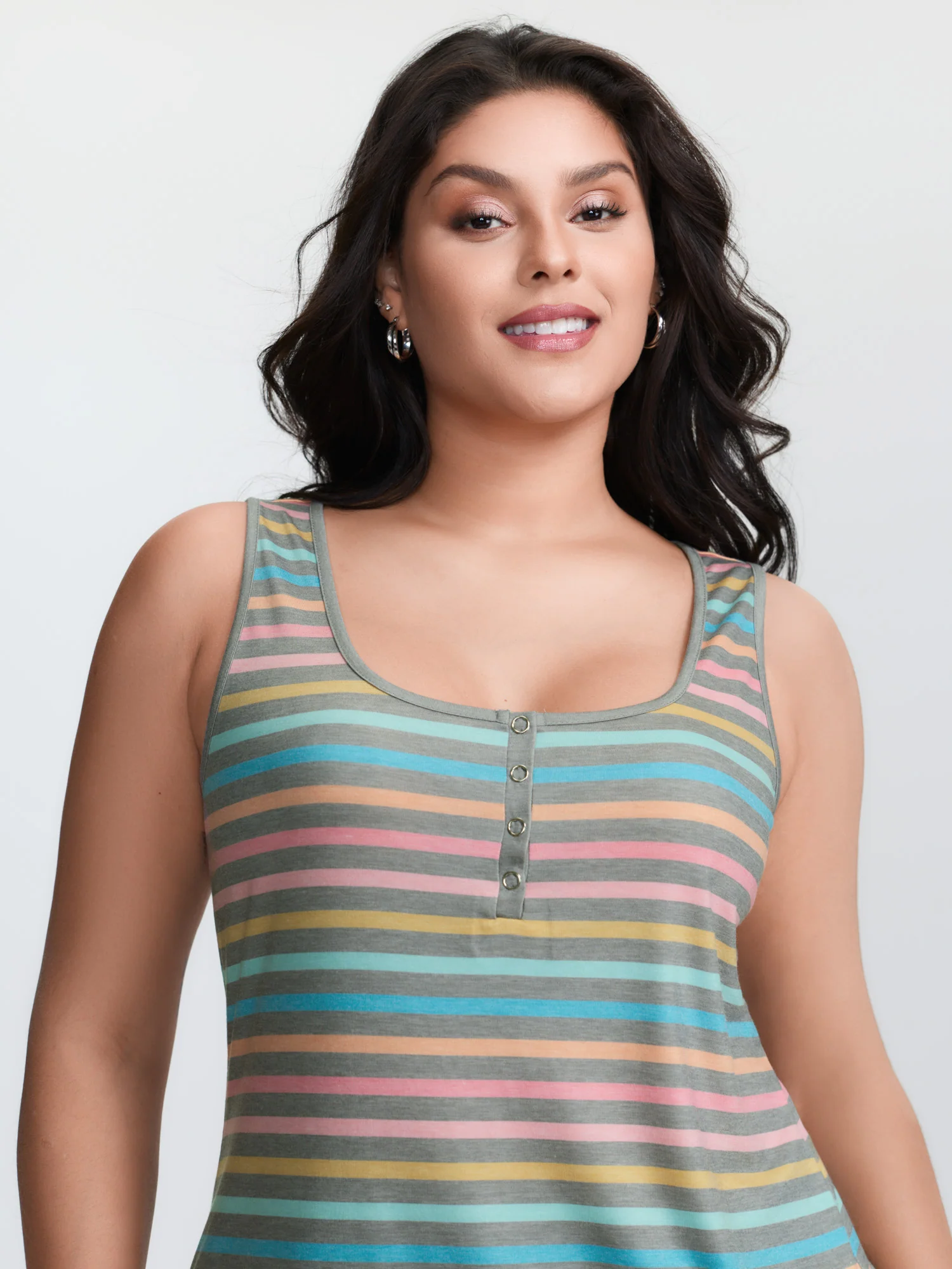 Supersoft Colorful Stripes Scoop Neck Tank Top - Image 2