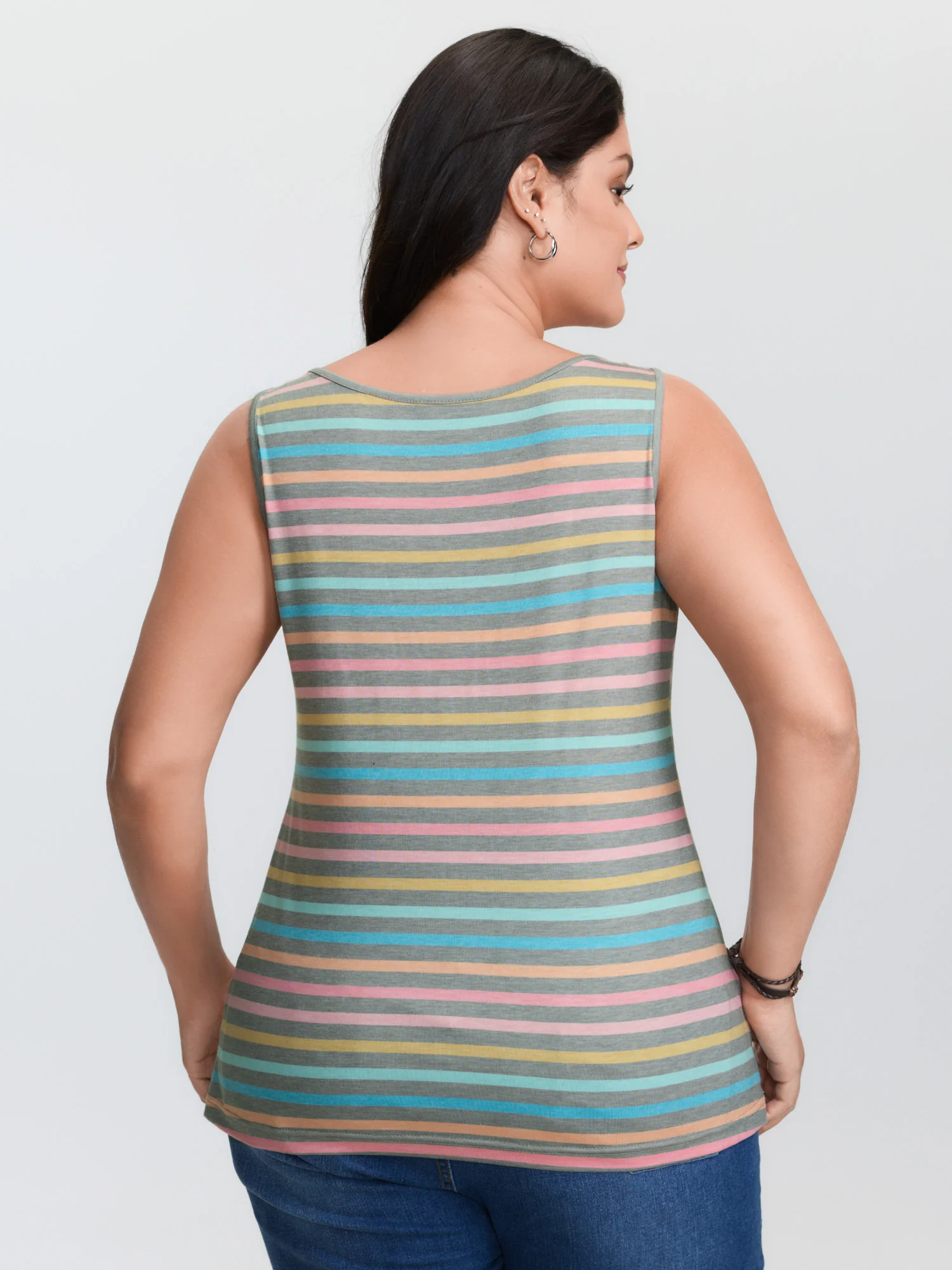 Supersoft Colorful Stripes Scoop Neck Tank Top - Image 4