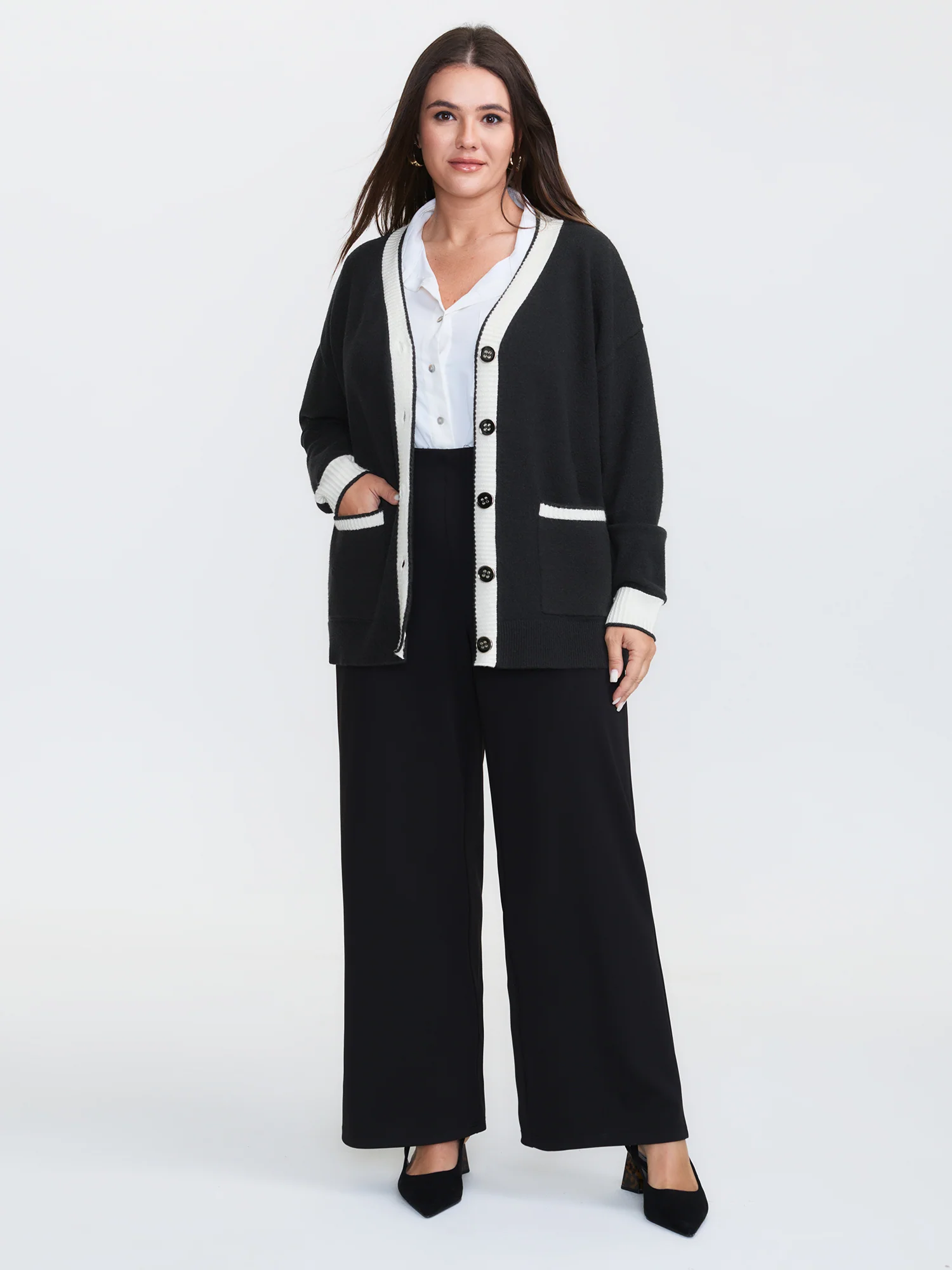 Supersoft Contrast Trim Pocketed Cardigan - Image 2