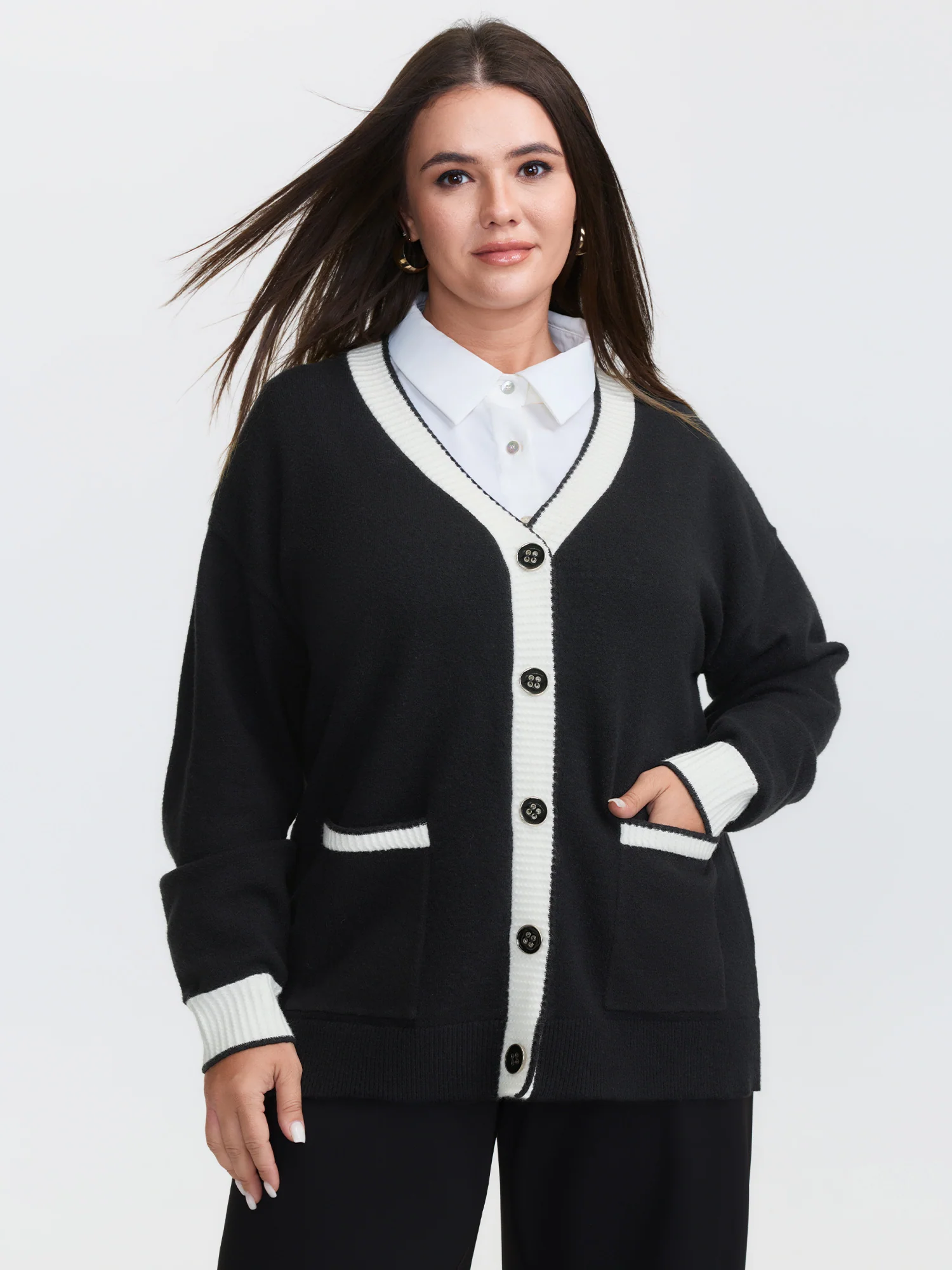 Supersoft Contrast Trim Pocketed Cardigan - Image 3