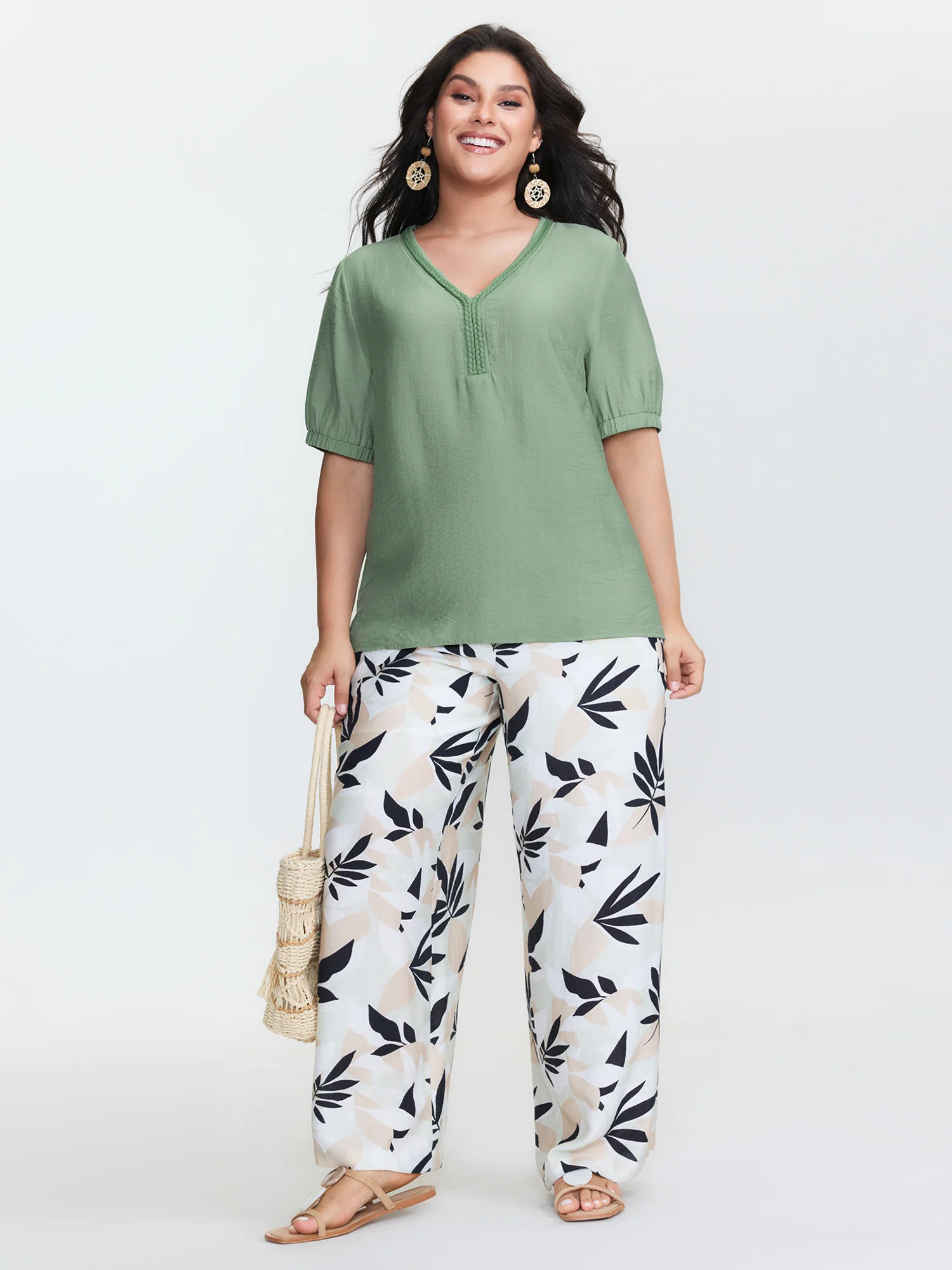 Supersoft Contrast Webbing V-Neck Blouse - Image 2