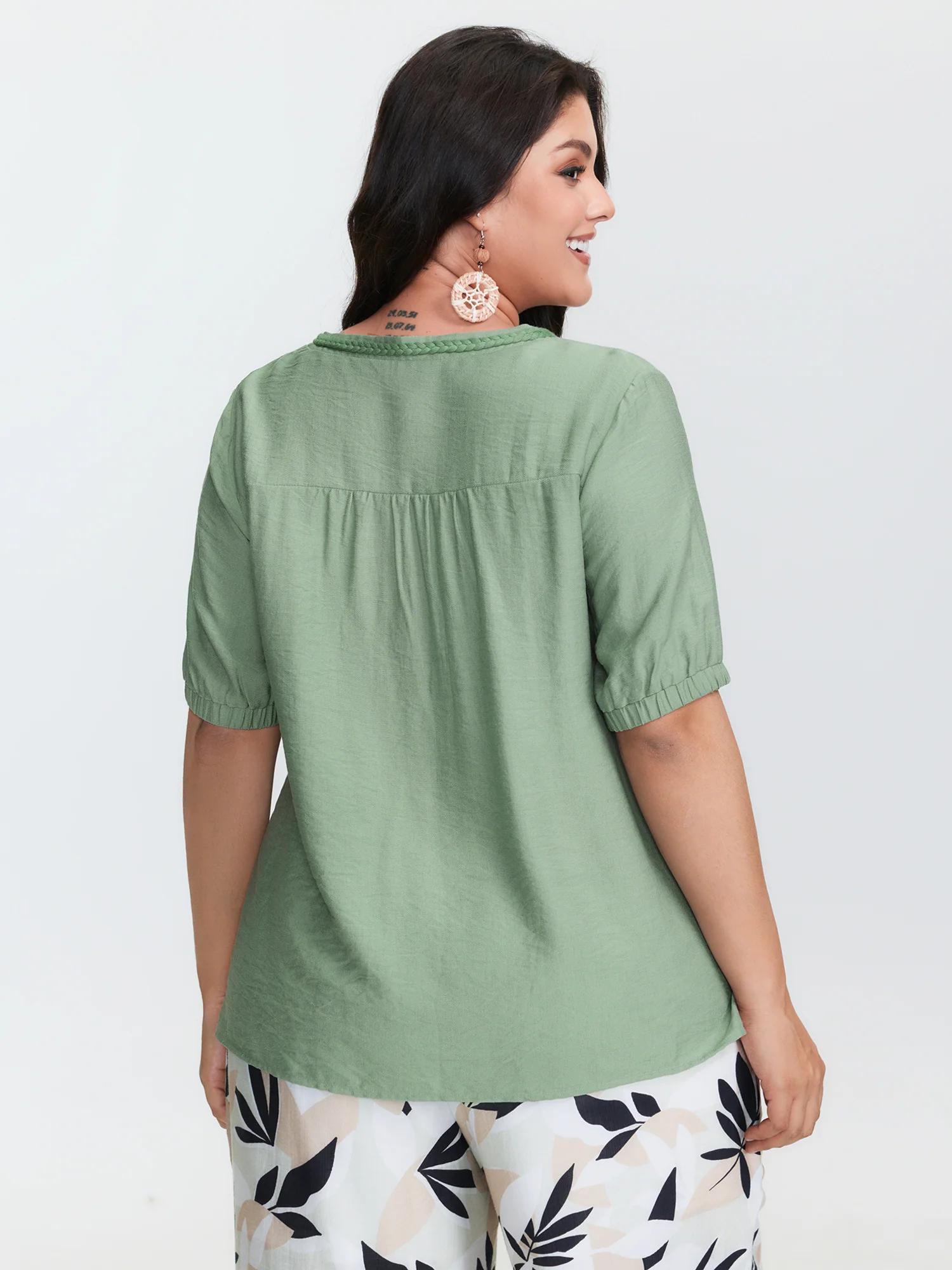 Supersoft Contrast Webbing V-Neck Blouse - Image 4