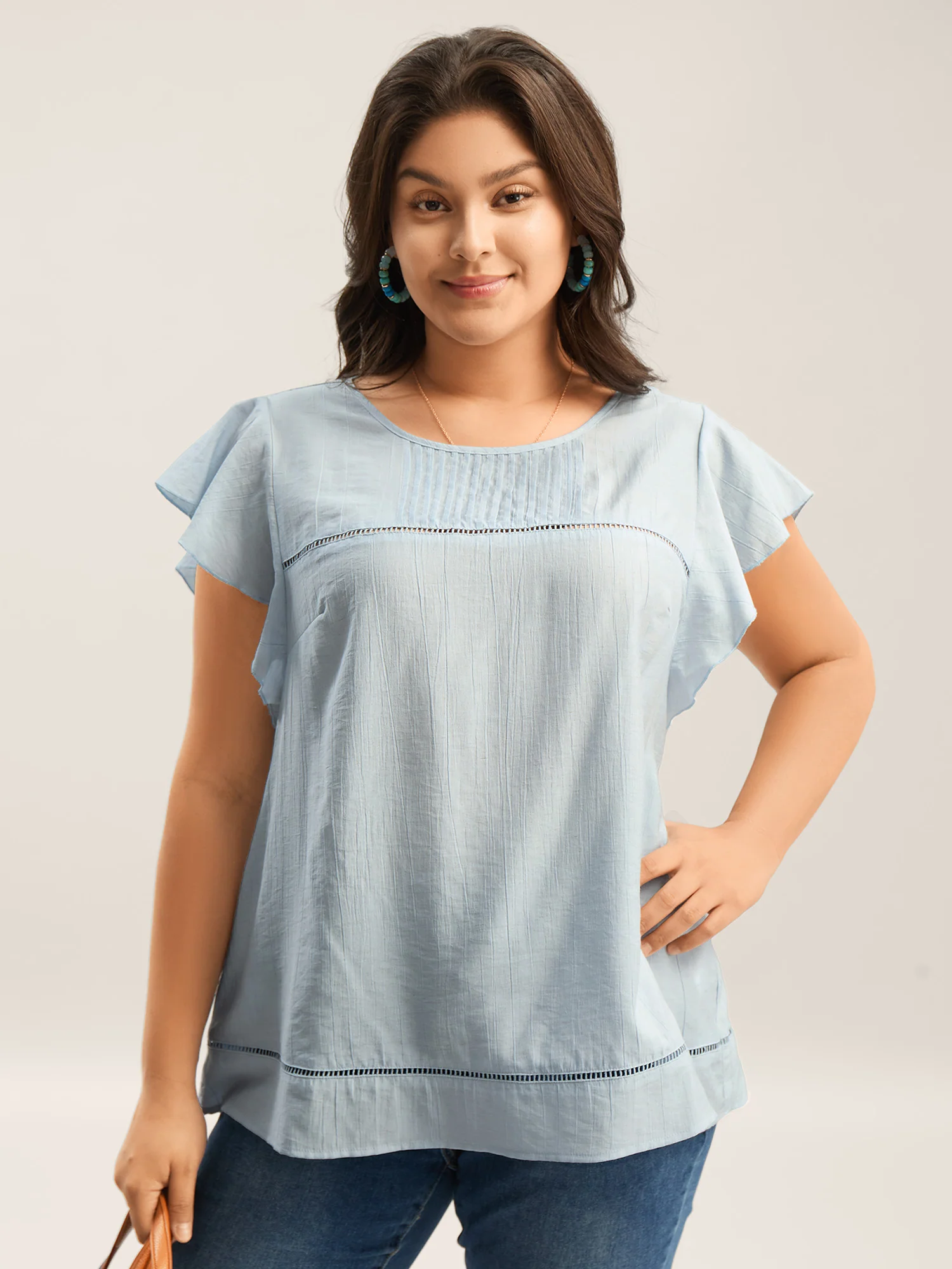 Supersoft Cotton Linen Blend Ruffled Blouse - Image 2