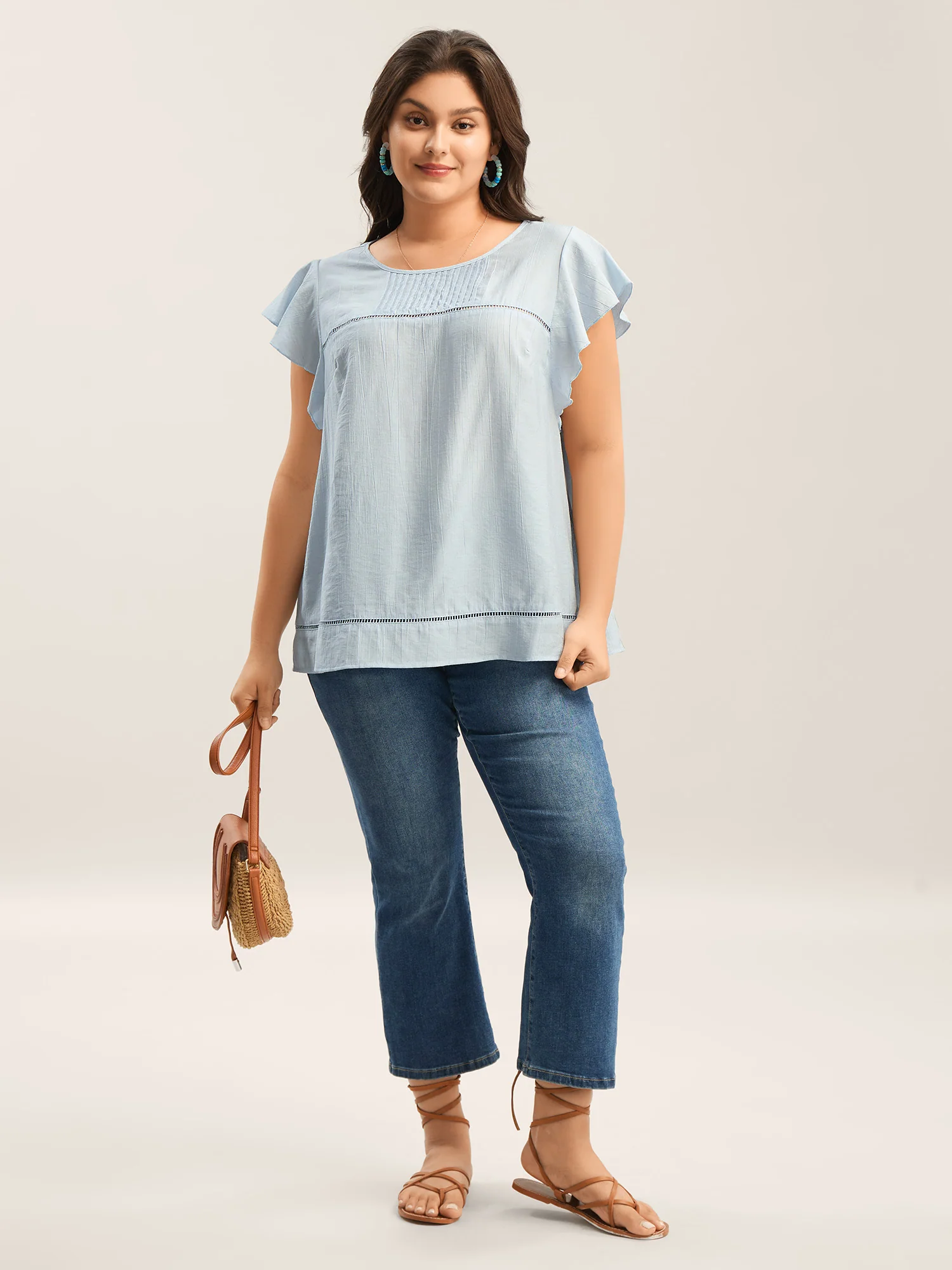Supersoft Cotton Linen Blend Ruffled Blouse - Image 3
