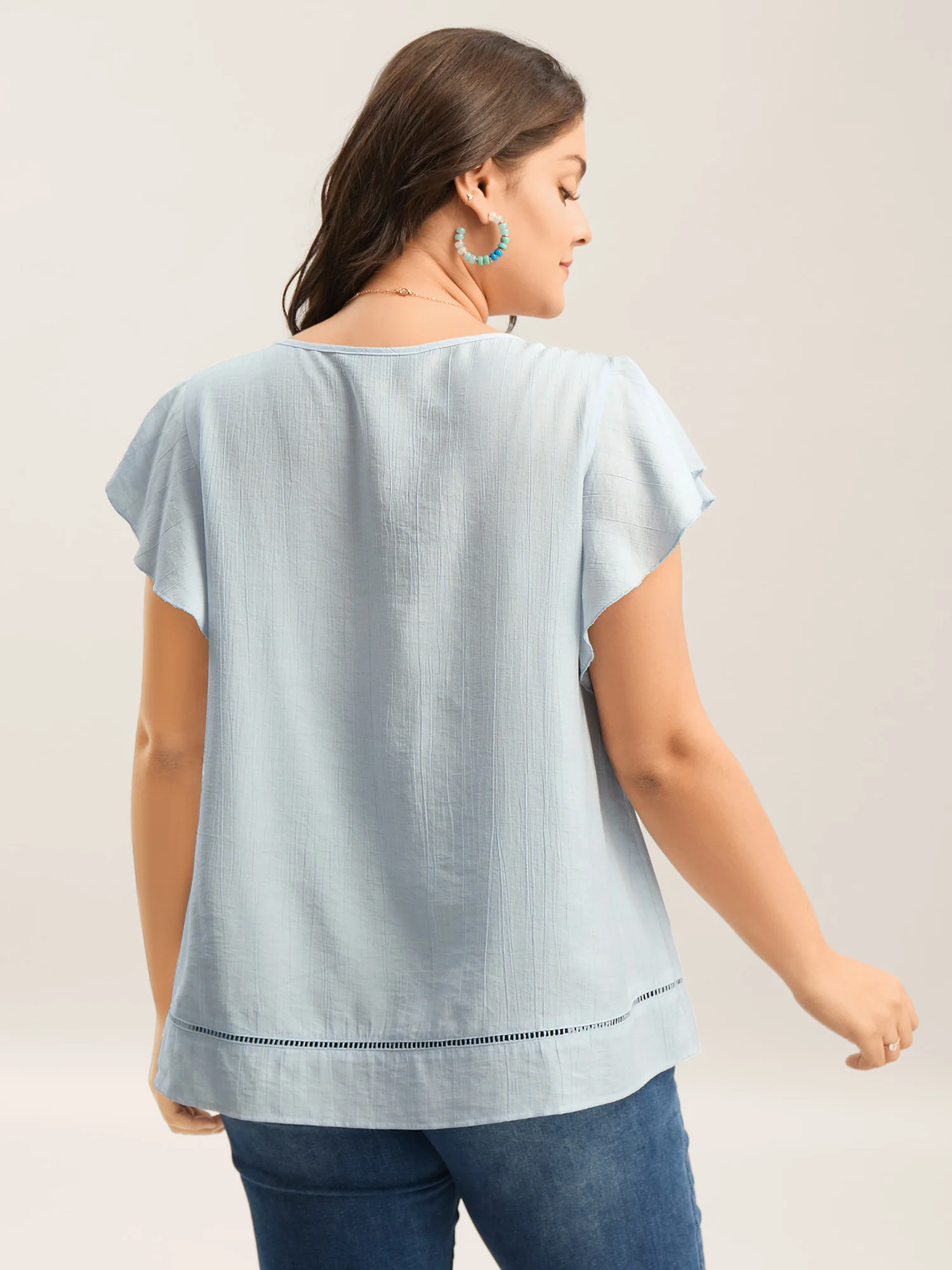 Supersoft Cotton Linen Blend Ruffled Blouse - Image 4