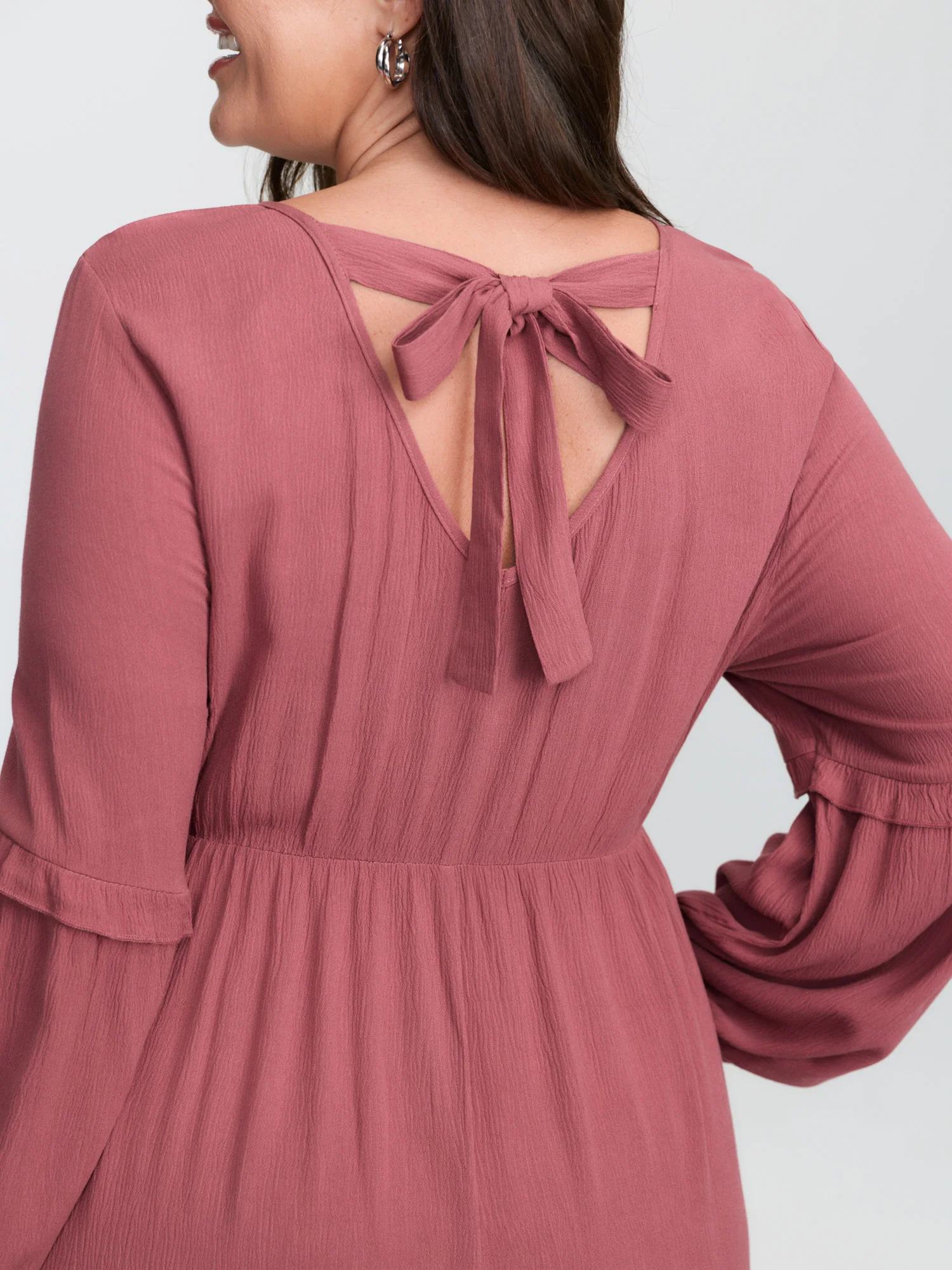 Supersoft Cut-Out Back Ruffled Midi Dress