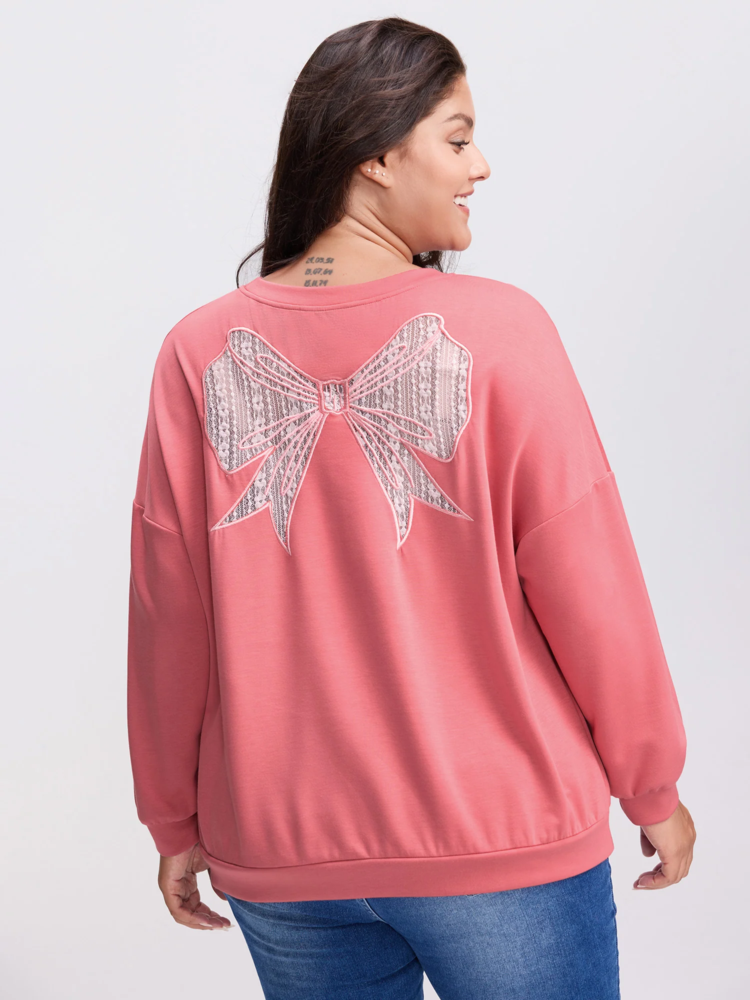 Supersoft Cut-Out Bow Embroidery Sweatshirt - Image 4