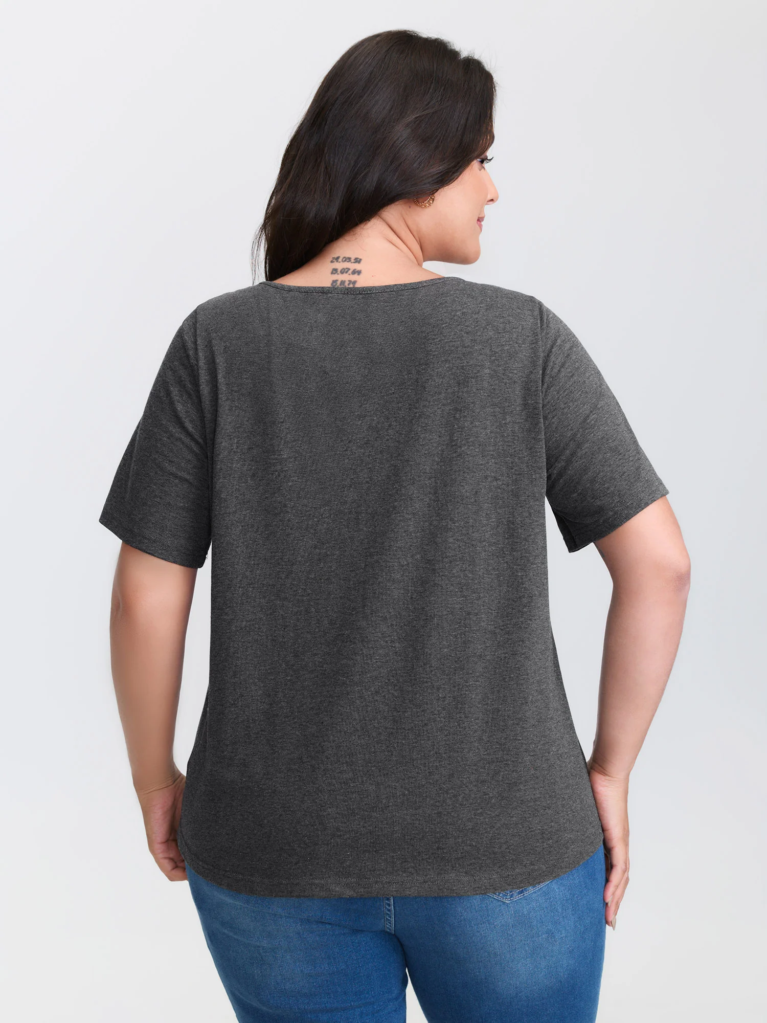 Supersoft Cut-Out Neck Solid T-Shirt - Image 5