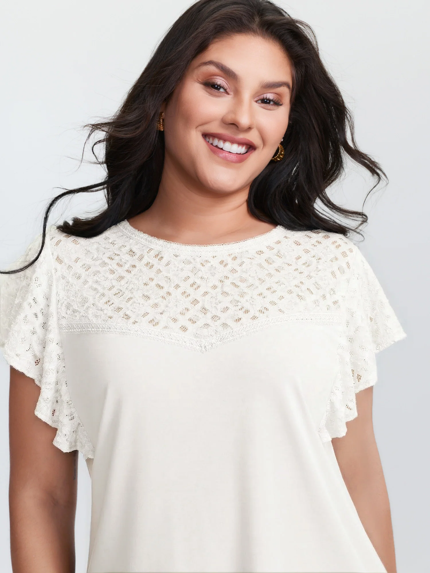 Supersoft Cut-Out Neckline Flutter Sleeve T-Shirt - Image 11