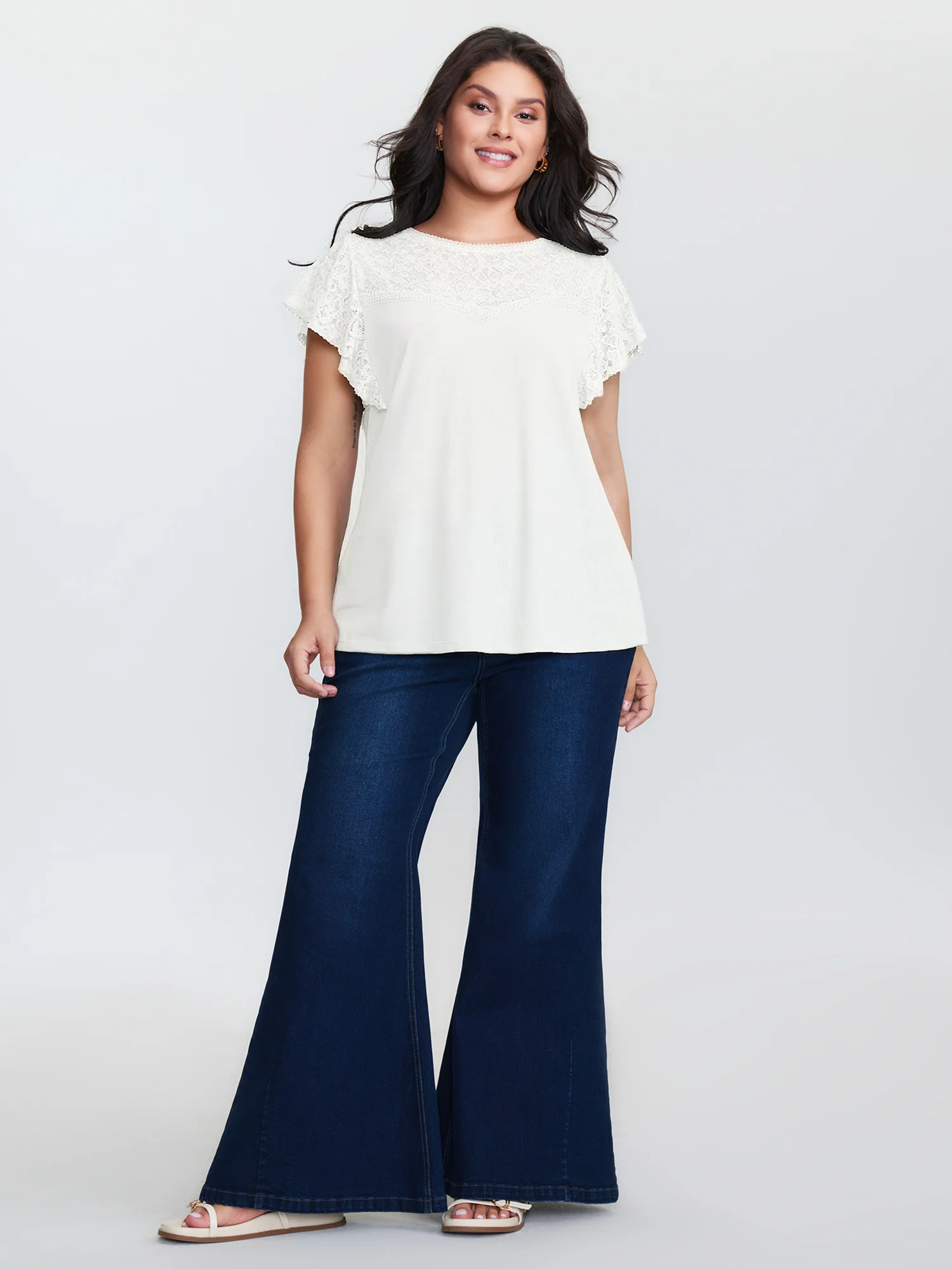 Supersoft Cut-Out Neckline Flutter Sleeve T-Shirt - Image 12