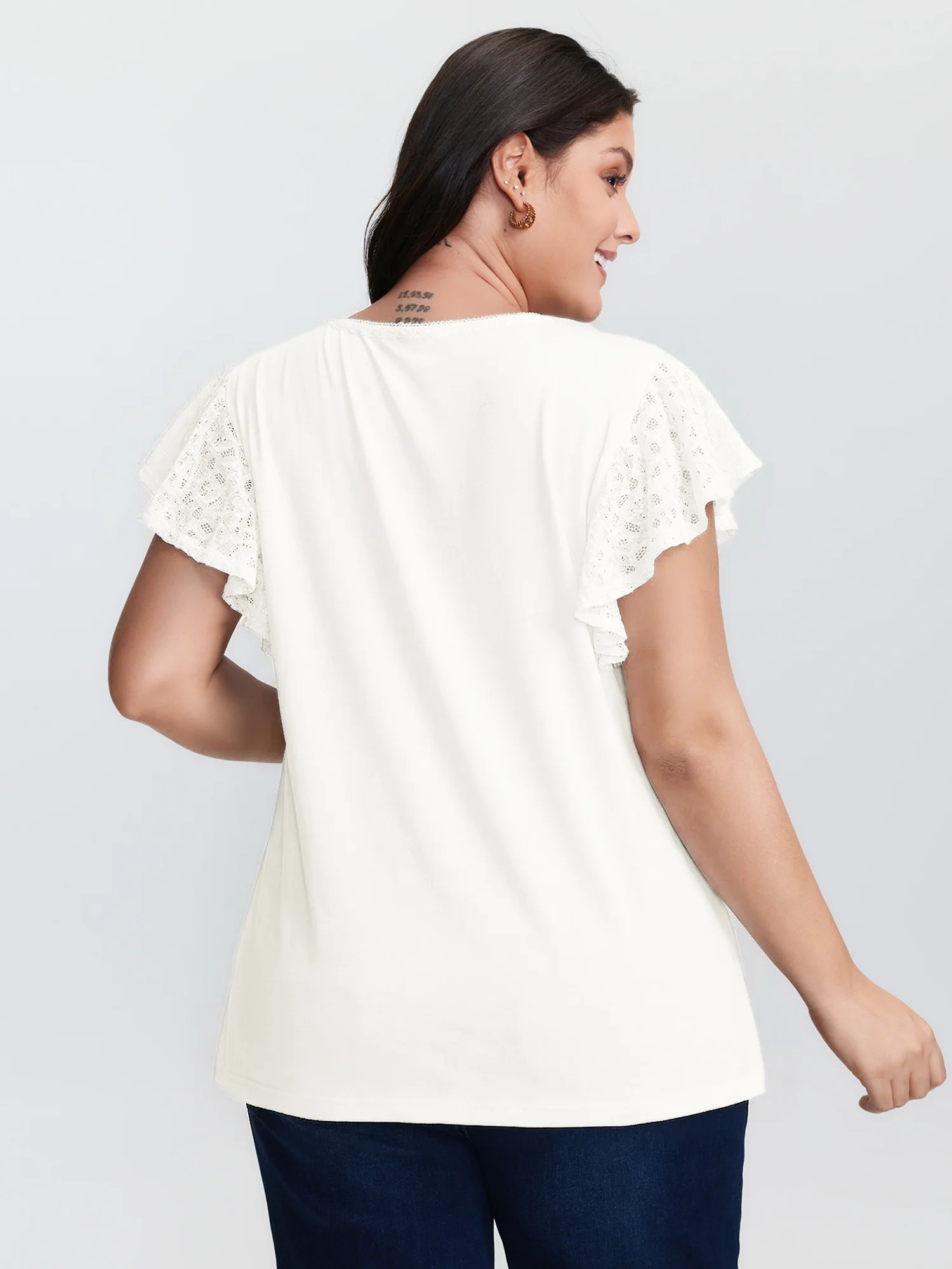 Supersoft Cut-Out Neckline Flutter Sleeve T-Shirt - Image 13