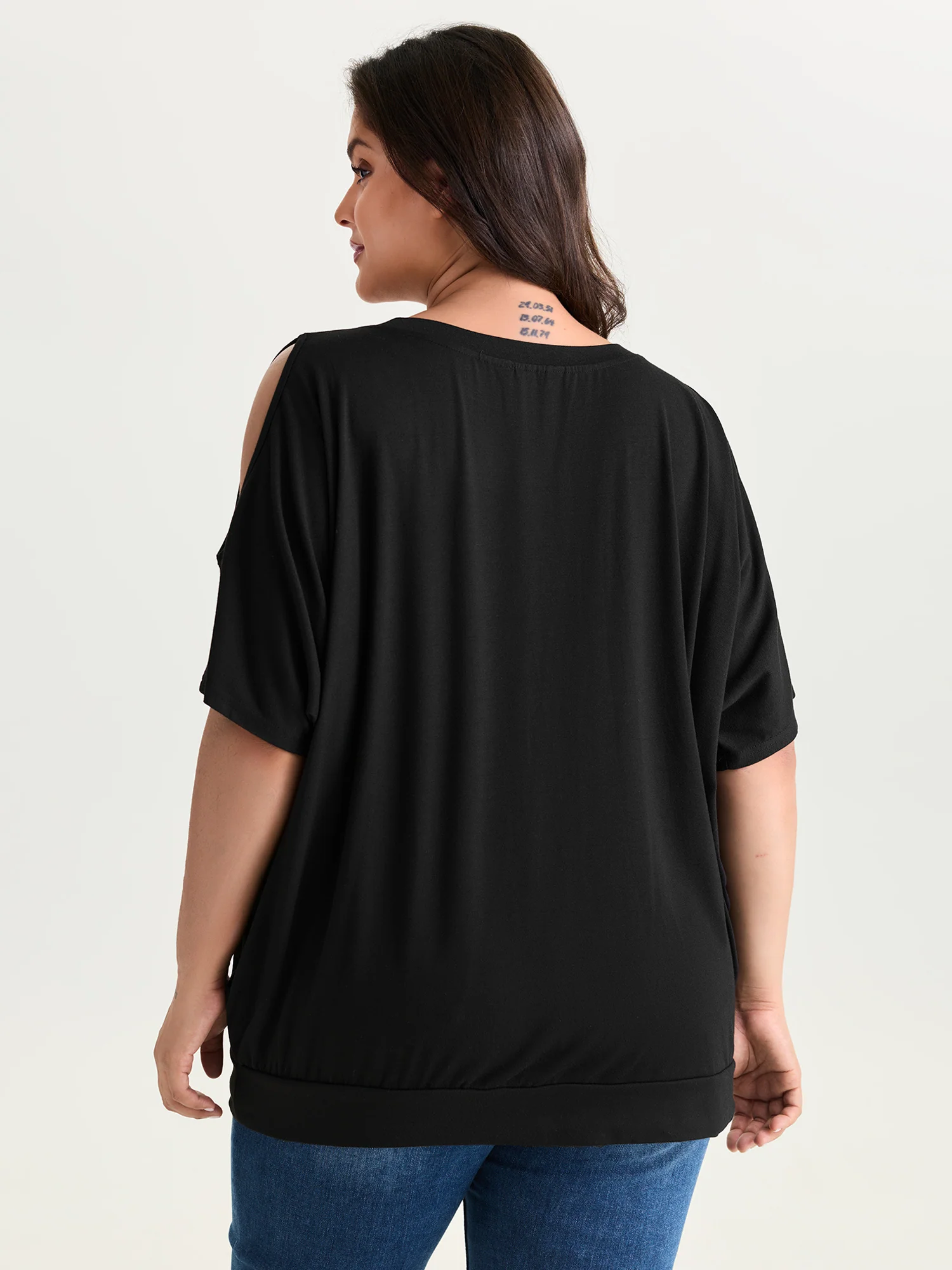 Supersoft Cut-Out Shoulder Plain T-Shirt - Image 4