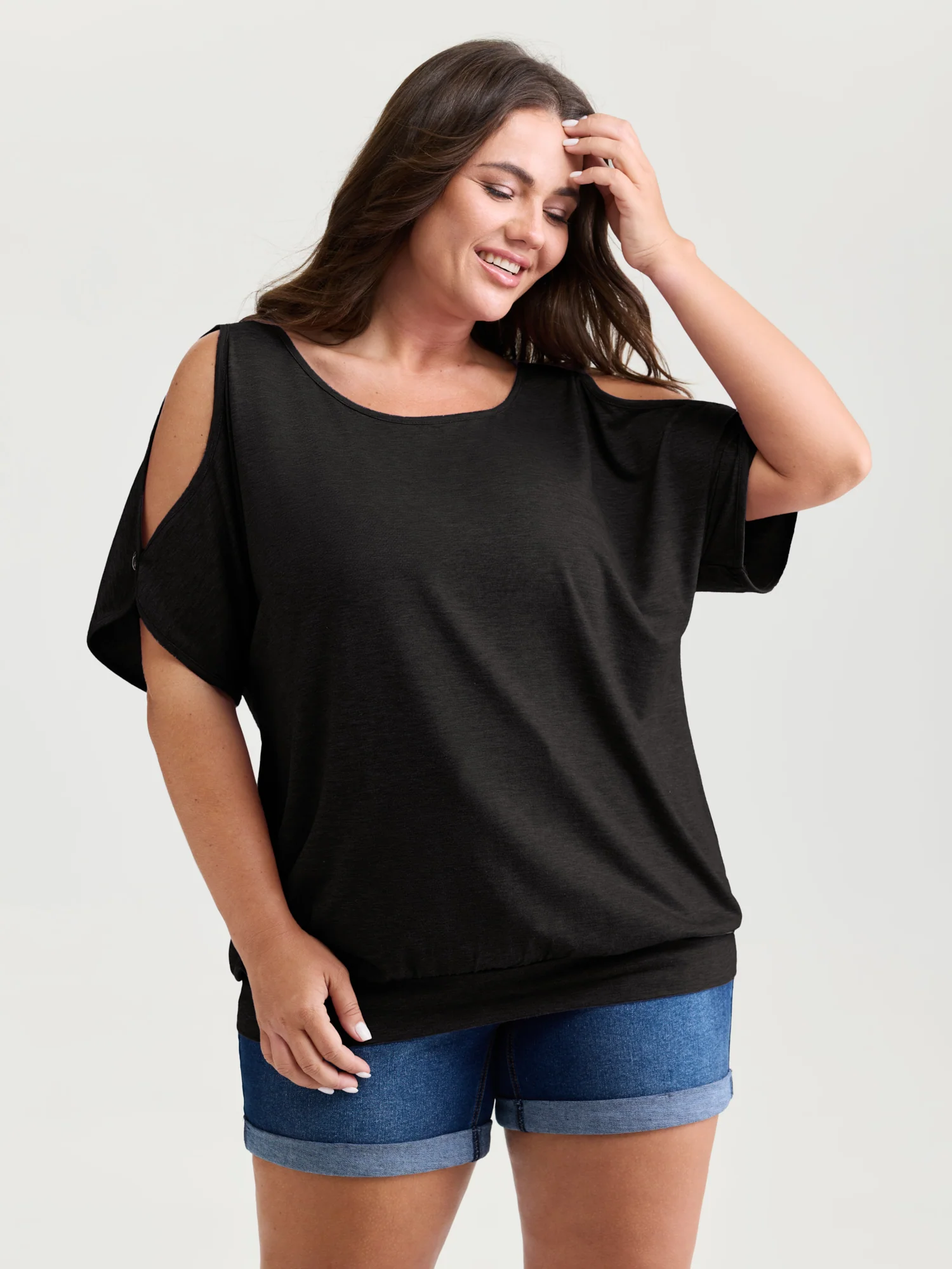 Supersoft Cut-Out Shoulder T-Shirt - Image 12