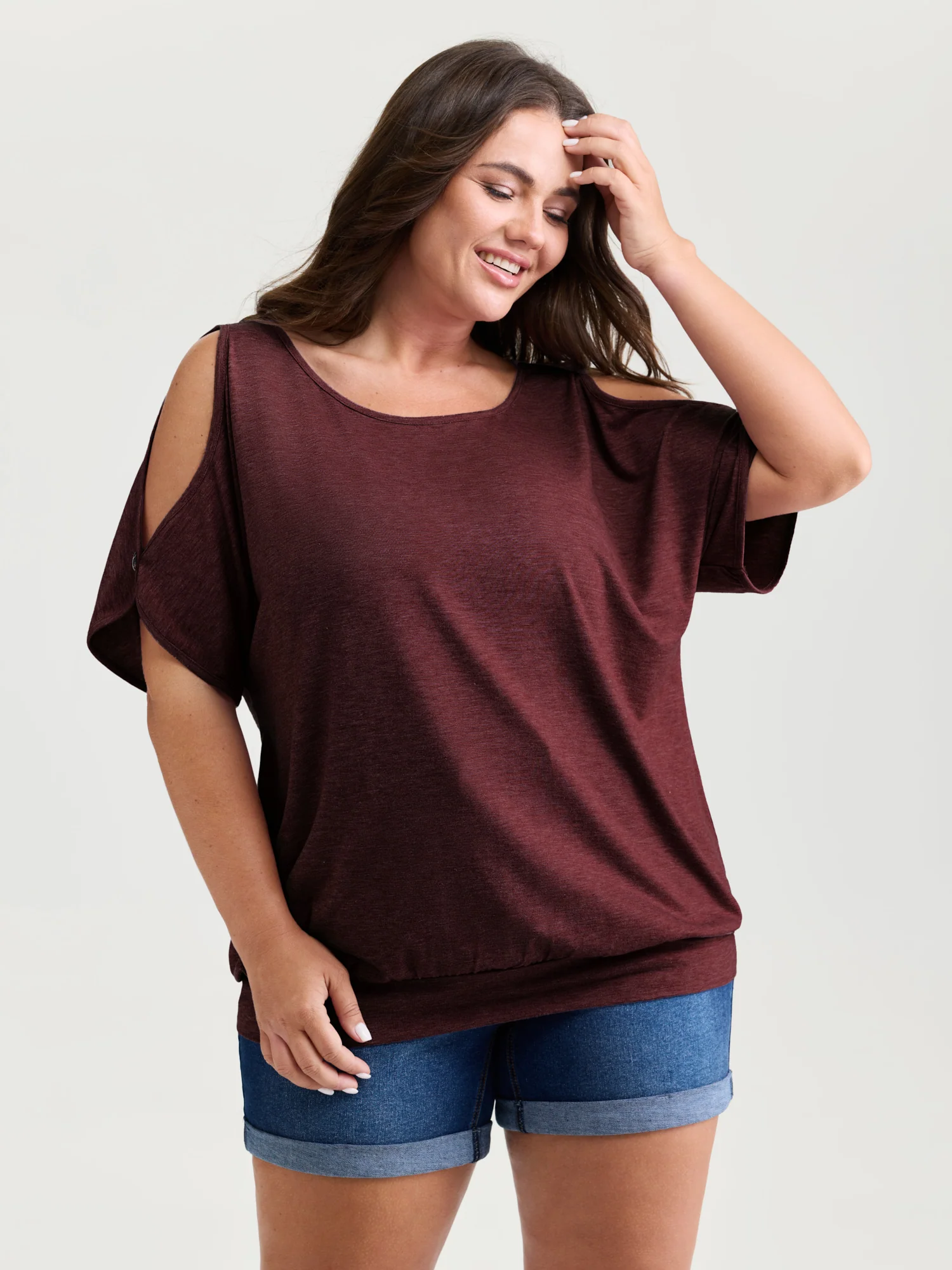 Supersoft Cut-Out Shoulder T-Shirt - Image 8