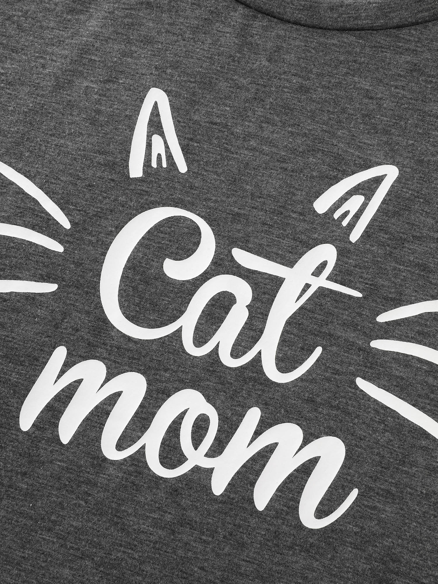 Supersoft Cute Cat Mom Round Neck T-Shirt - Image 6